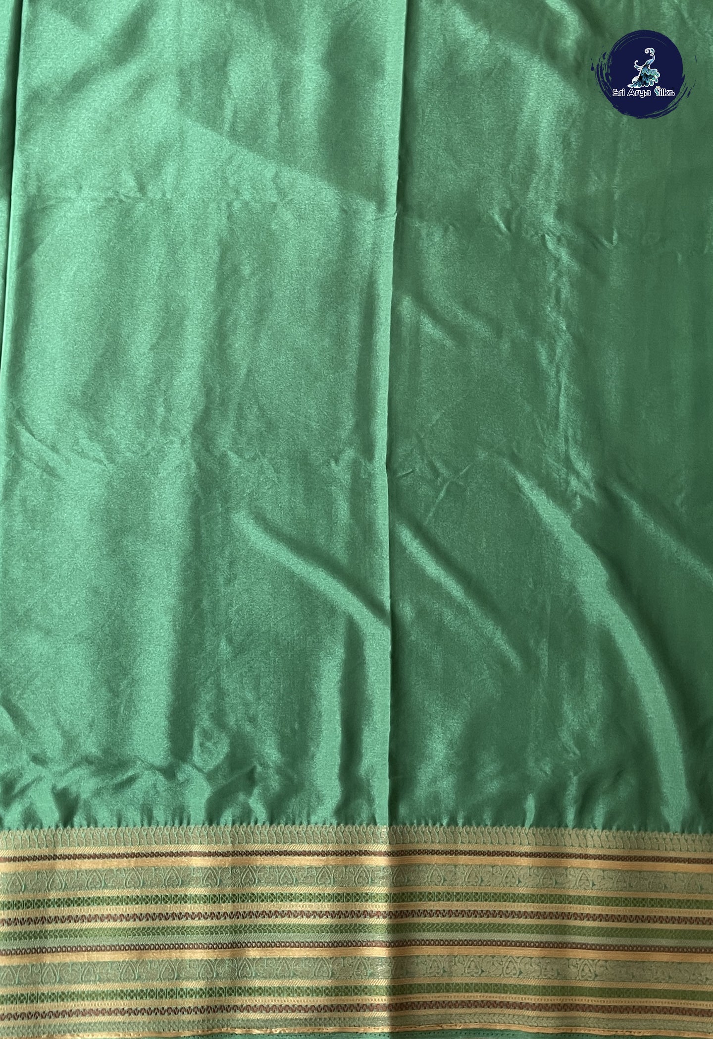 Pastel Green Mysore Silk With Plain Pattern