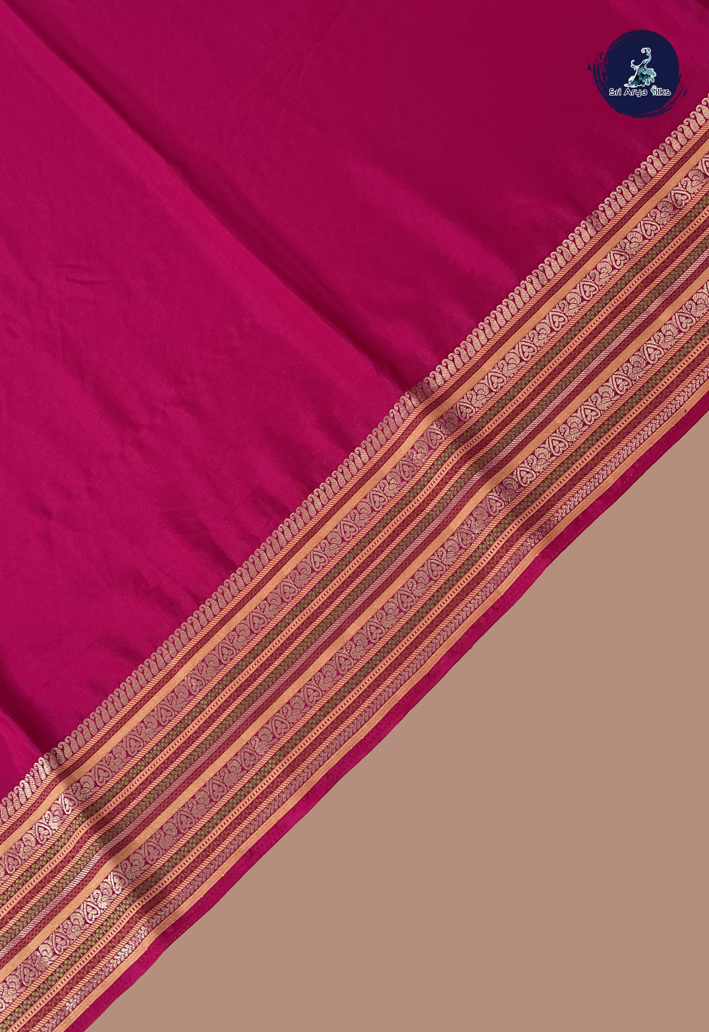 Magenta Pink Mysore Silk With Plain Pattern