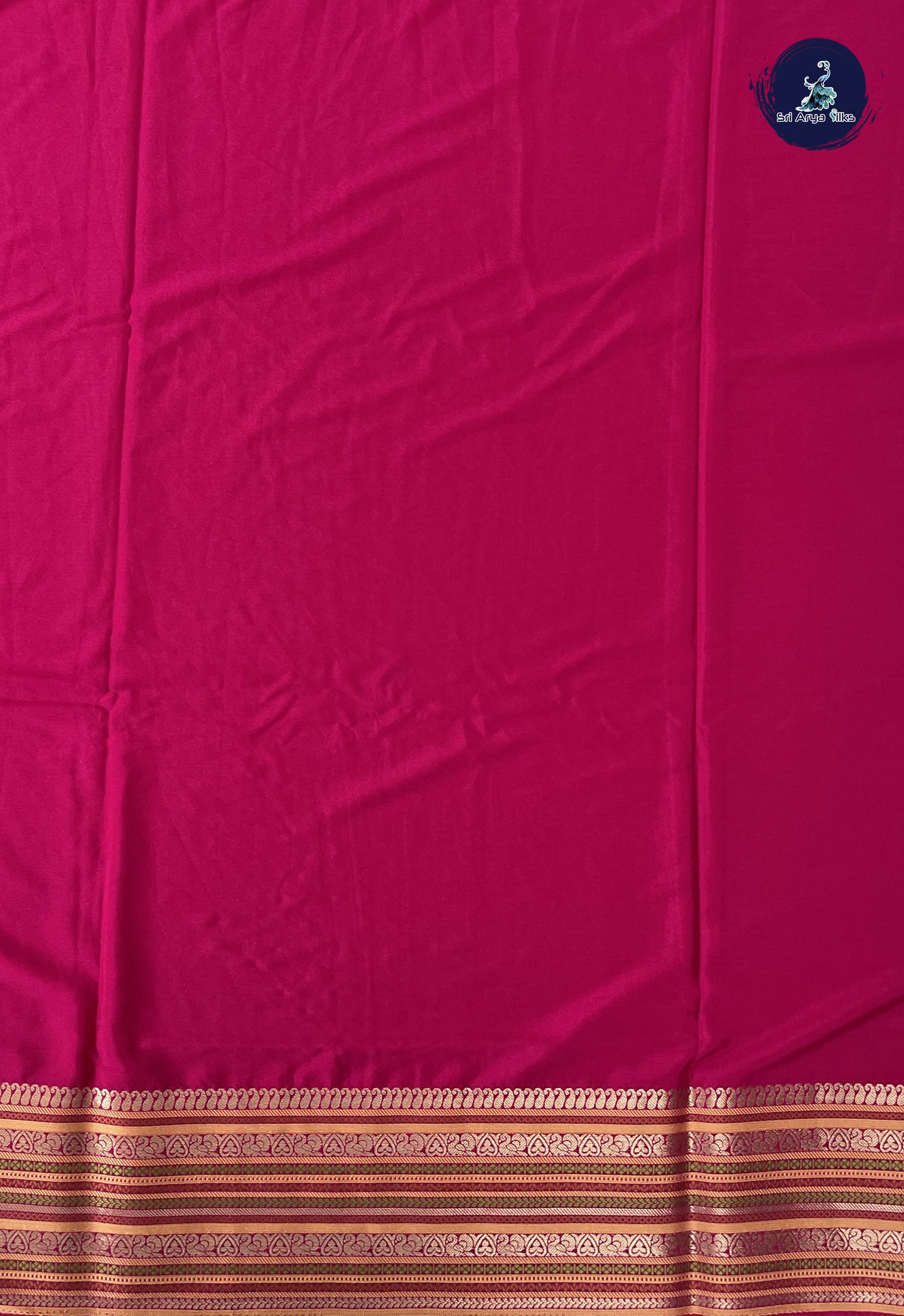 Magenta Pink Mysore Silk With Plain Pattern