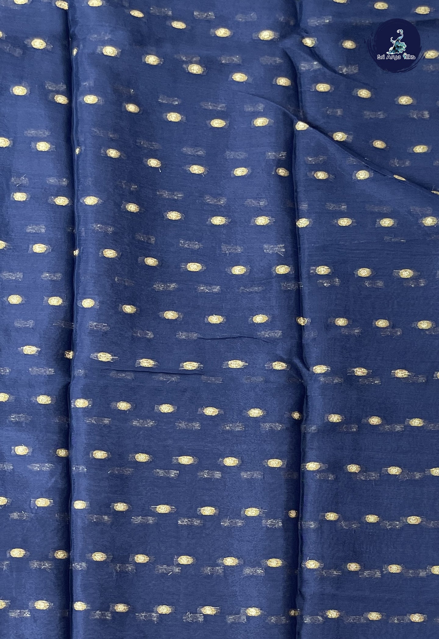 Navy Blue Mysore Silk With Plain Pattern