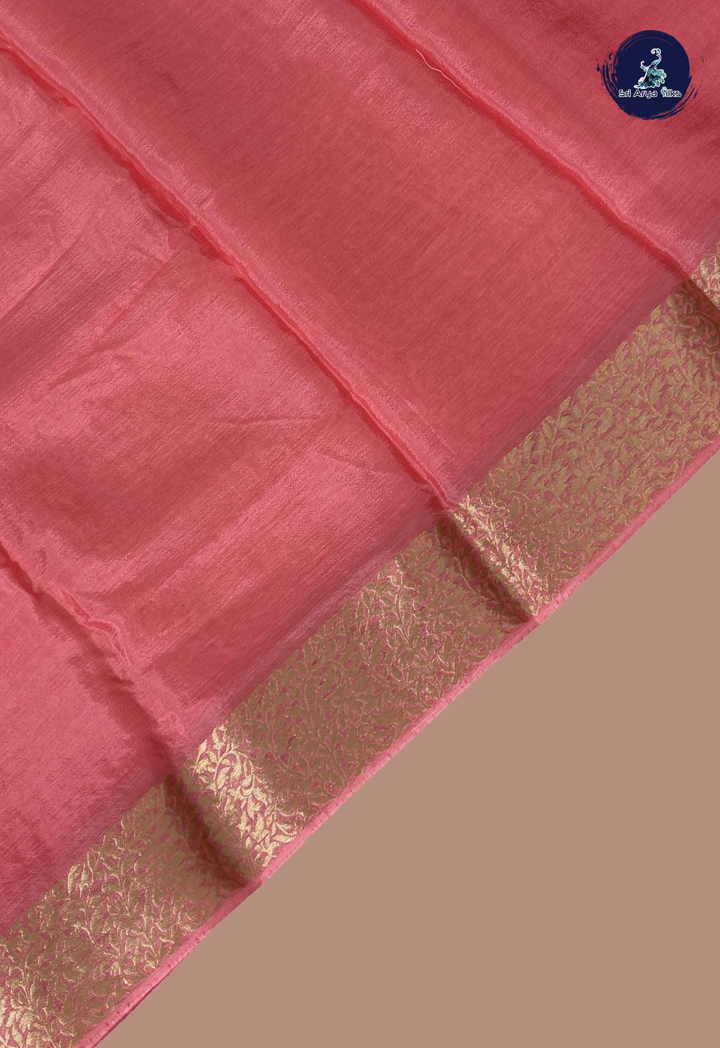 Light Pink Mysore Silk With Plain Pattern