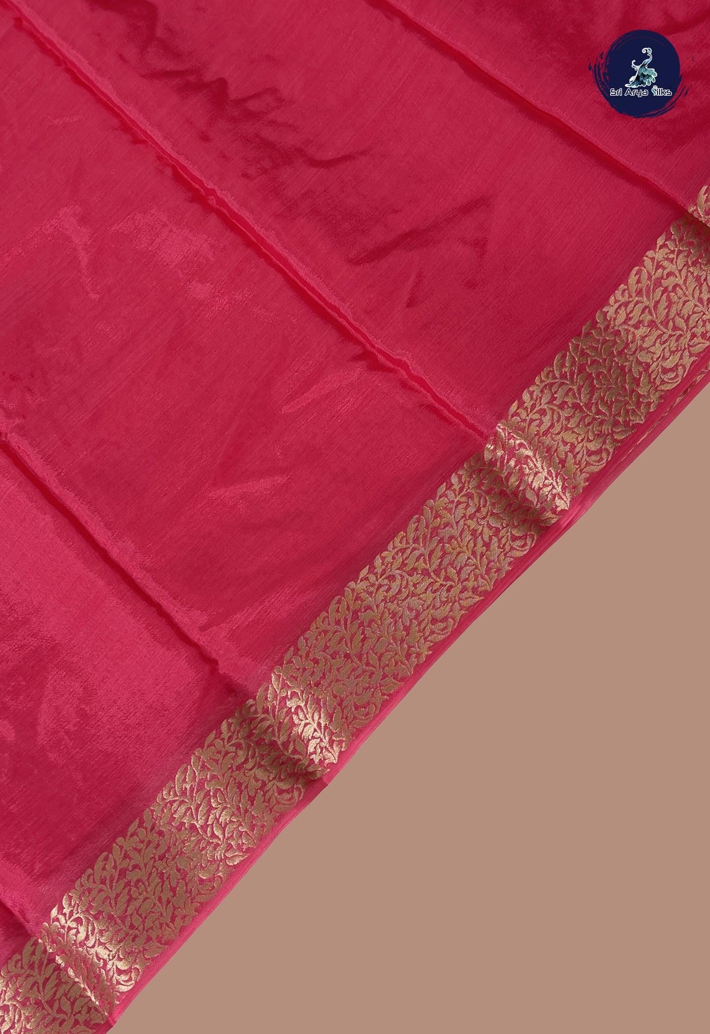 Candy Pink Mysore Silk With Plain Pattern
