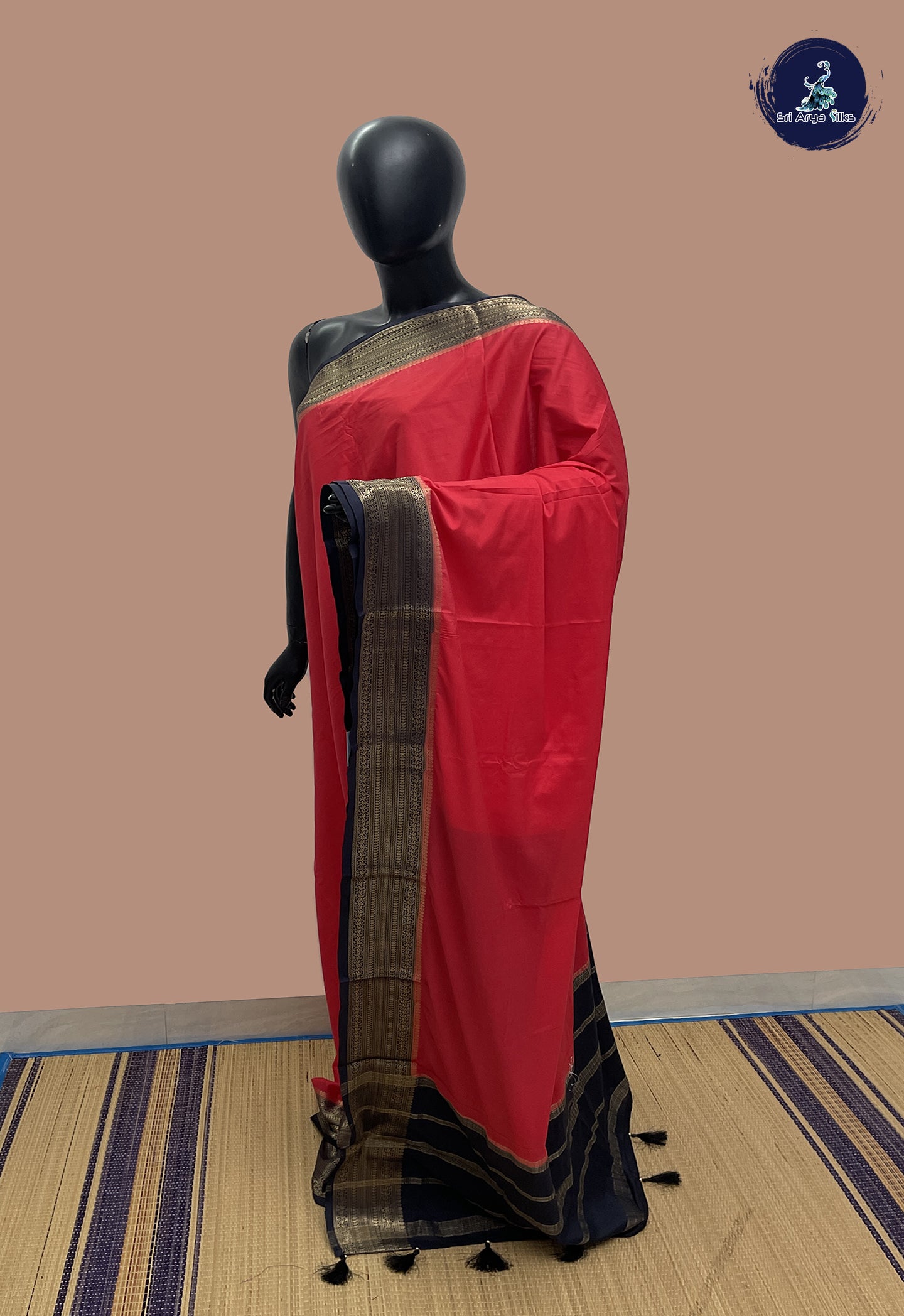 Pink Mysore Silk With Plain Pattern