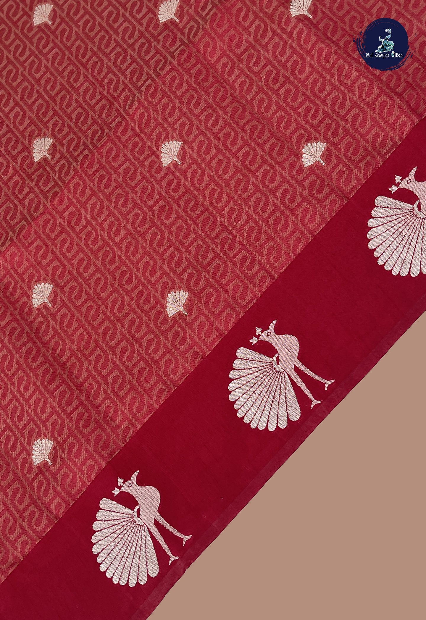 Maroon Semi Tussar Saree With Embossed Pattern