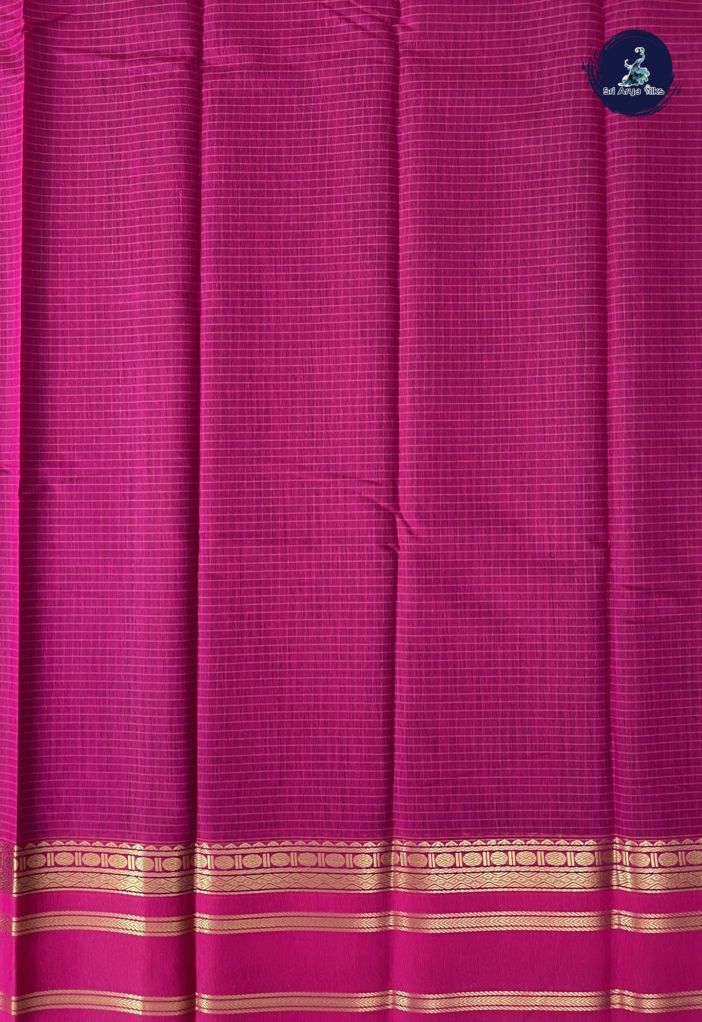 Dark Green Semi Silk Cotton Saree With Checked Pattern