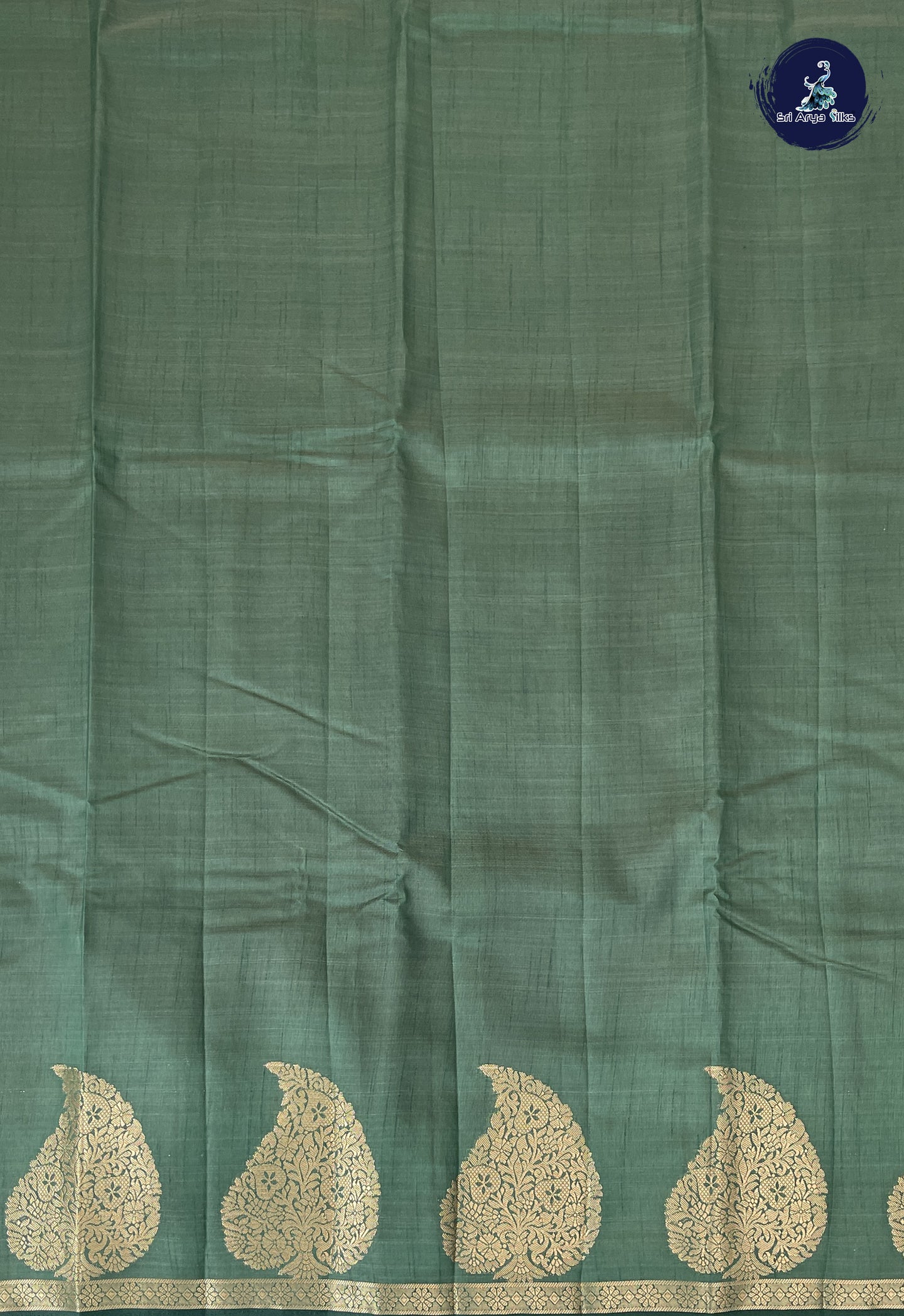 Dark Green Semi Tussar Saree With Plain Pattern