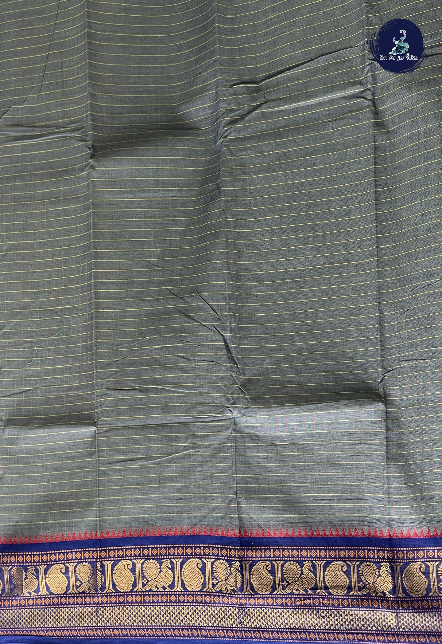 Grey Kanchi Cotton Saree With Checked Pattern
