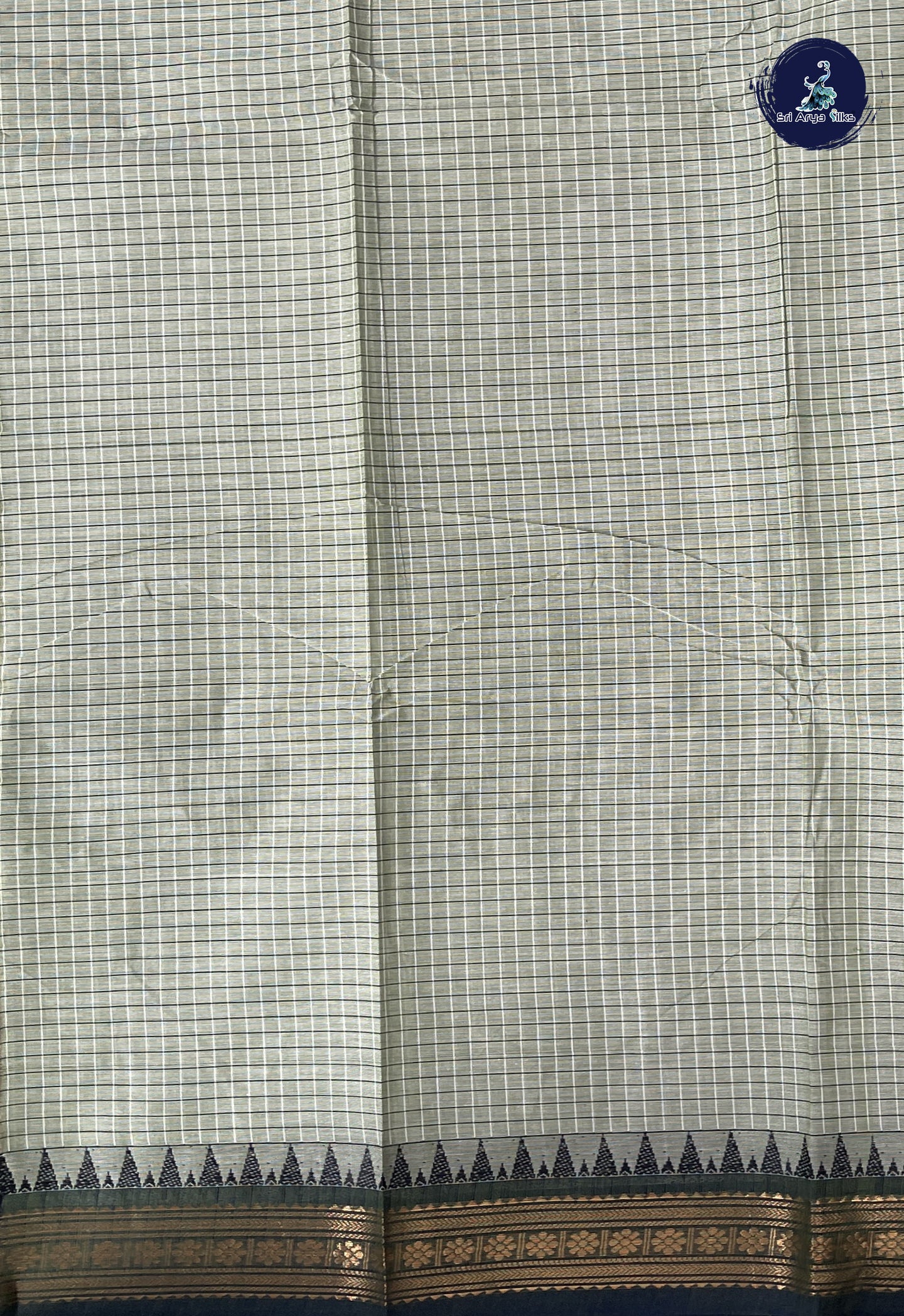Pastel Shade Kanchi Cotton Saree With Checked Pattern