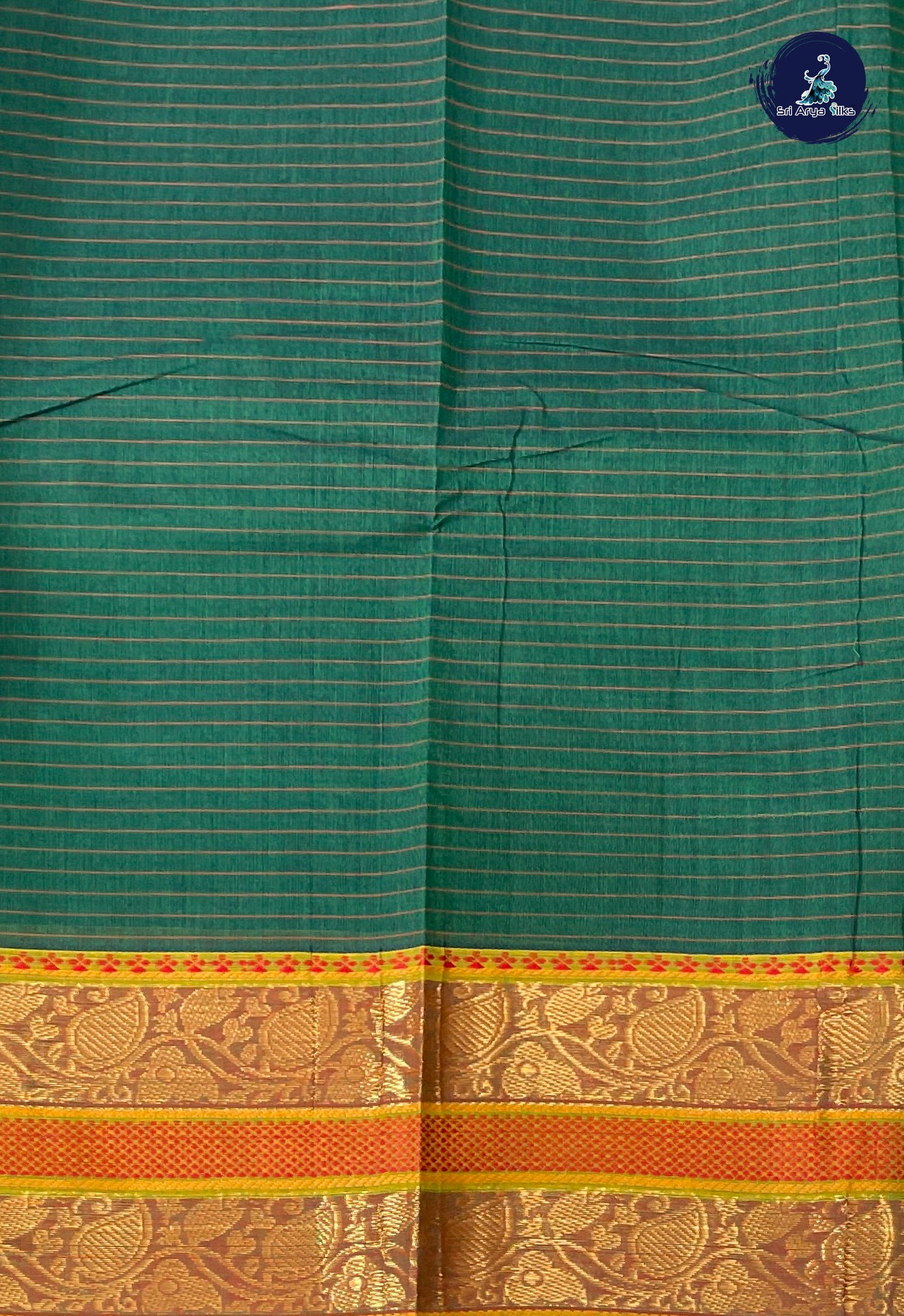 Bottle Green Kanchi Cotton Saree With Checked Pattern