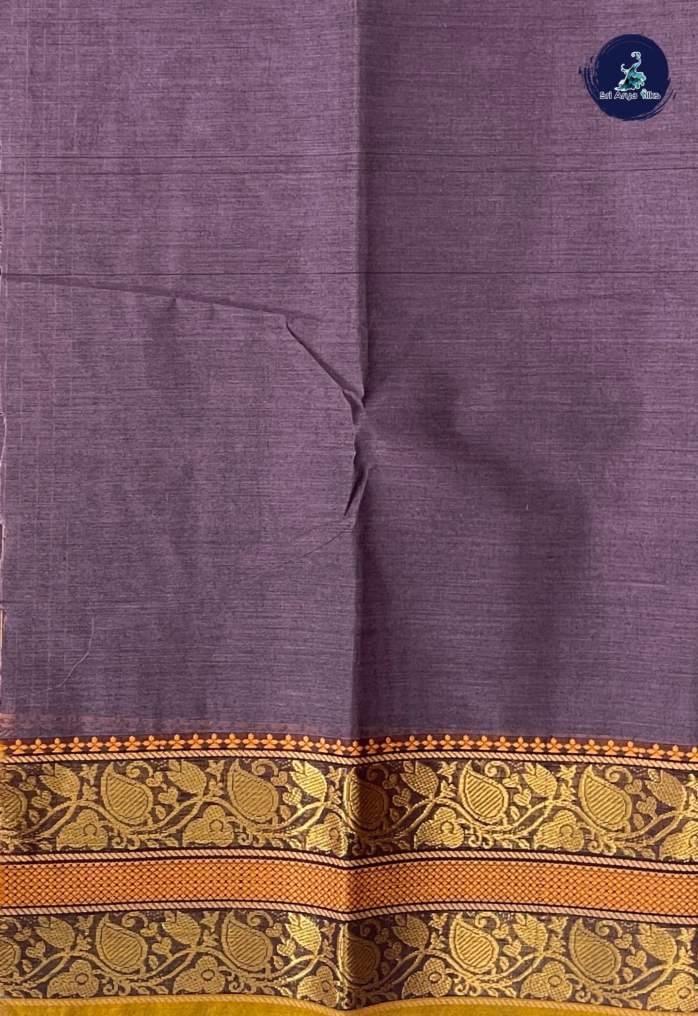 Greyish Lavender Kanchi Cotton Saree With Stripes Pattern
