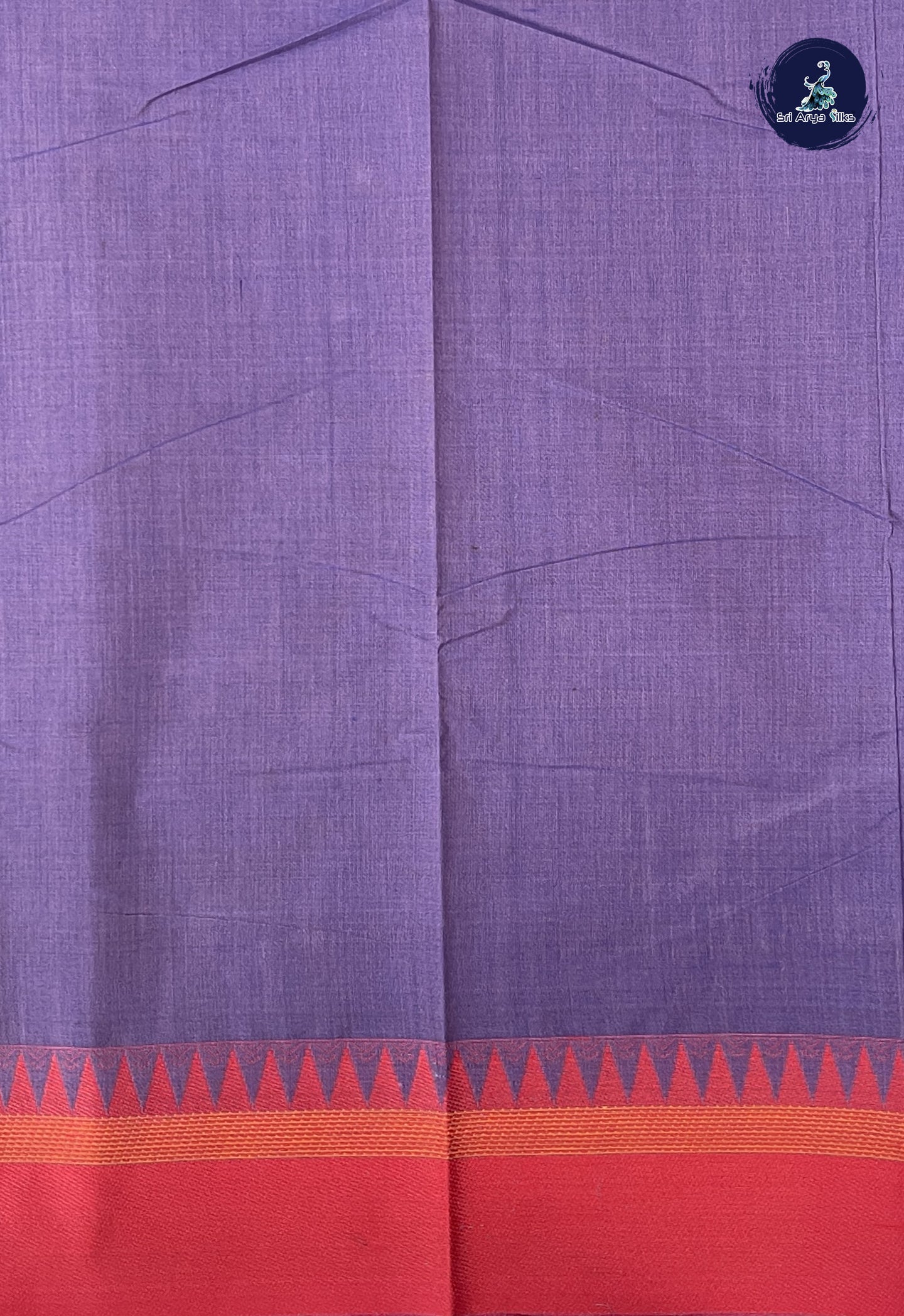 Dual Tone Violet Kanchi Cotton Saree With Stripes Pattern