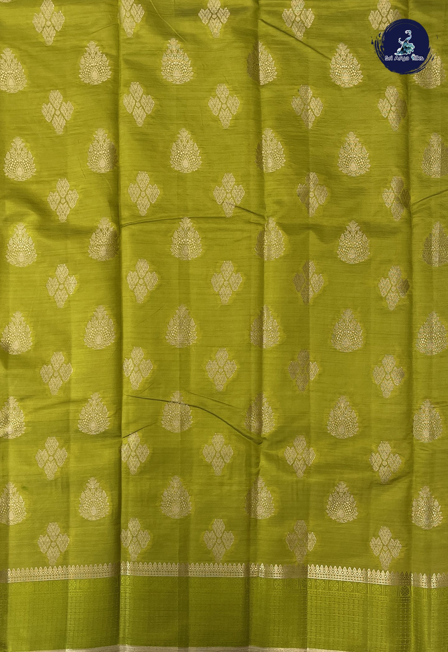 Mehendi Green Semi Tussar Saree With Zari Buttas Pattern