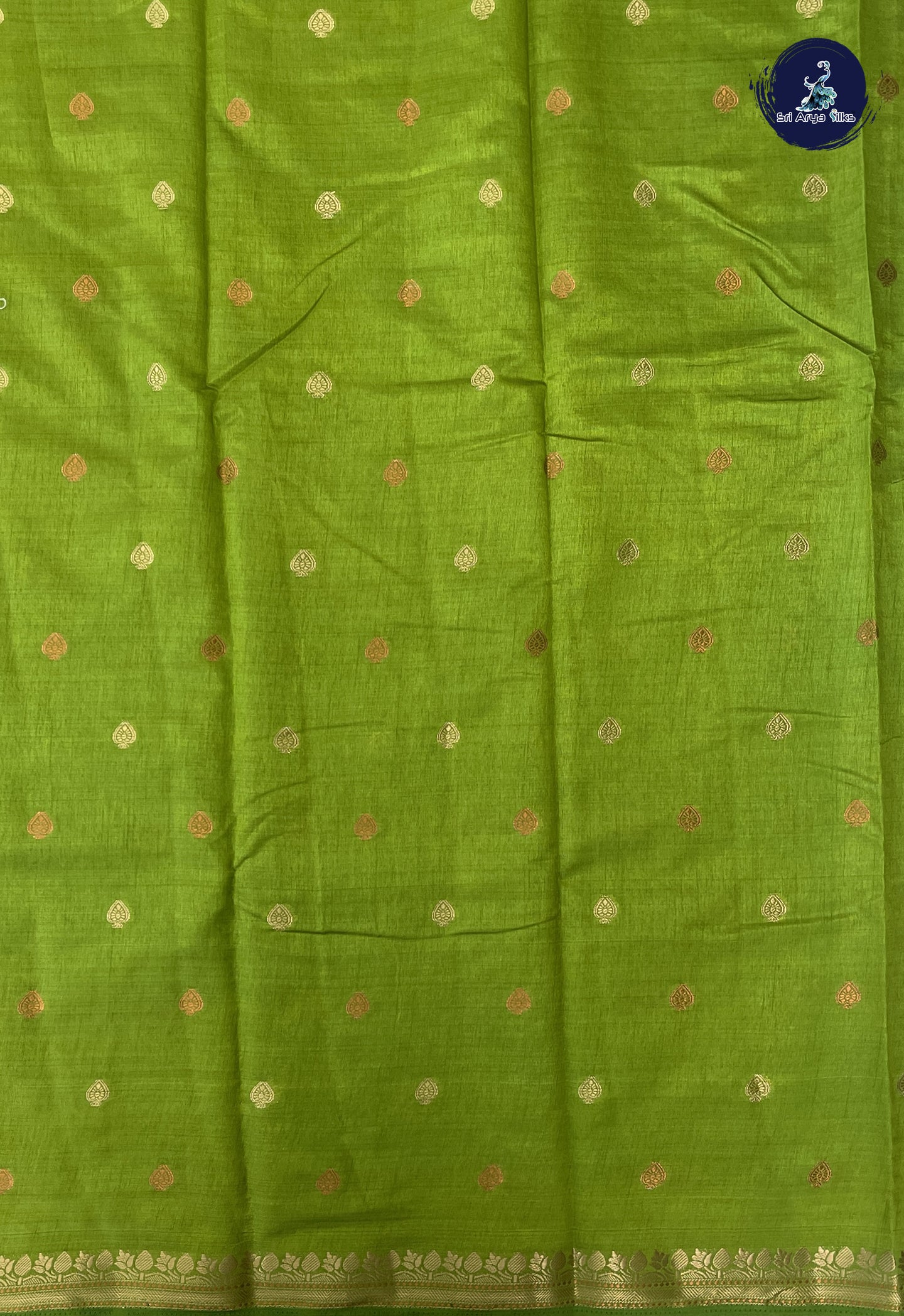Light Green Semi Tussar Saree With Zari Buttas Pattern