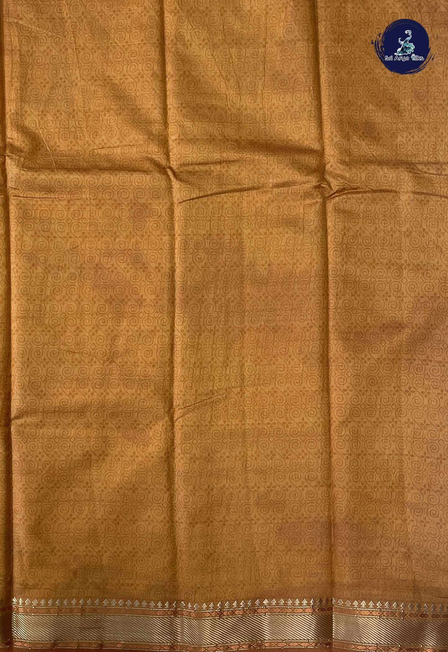 Mustard Yellow Semi Tussar Saree With Printed Pattern