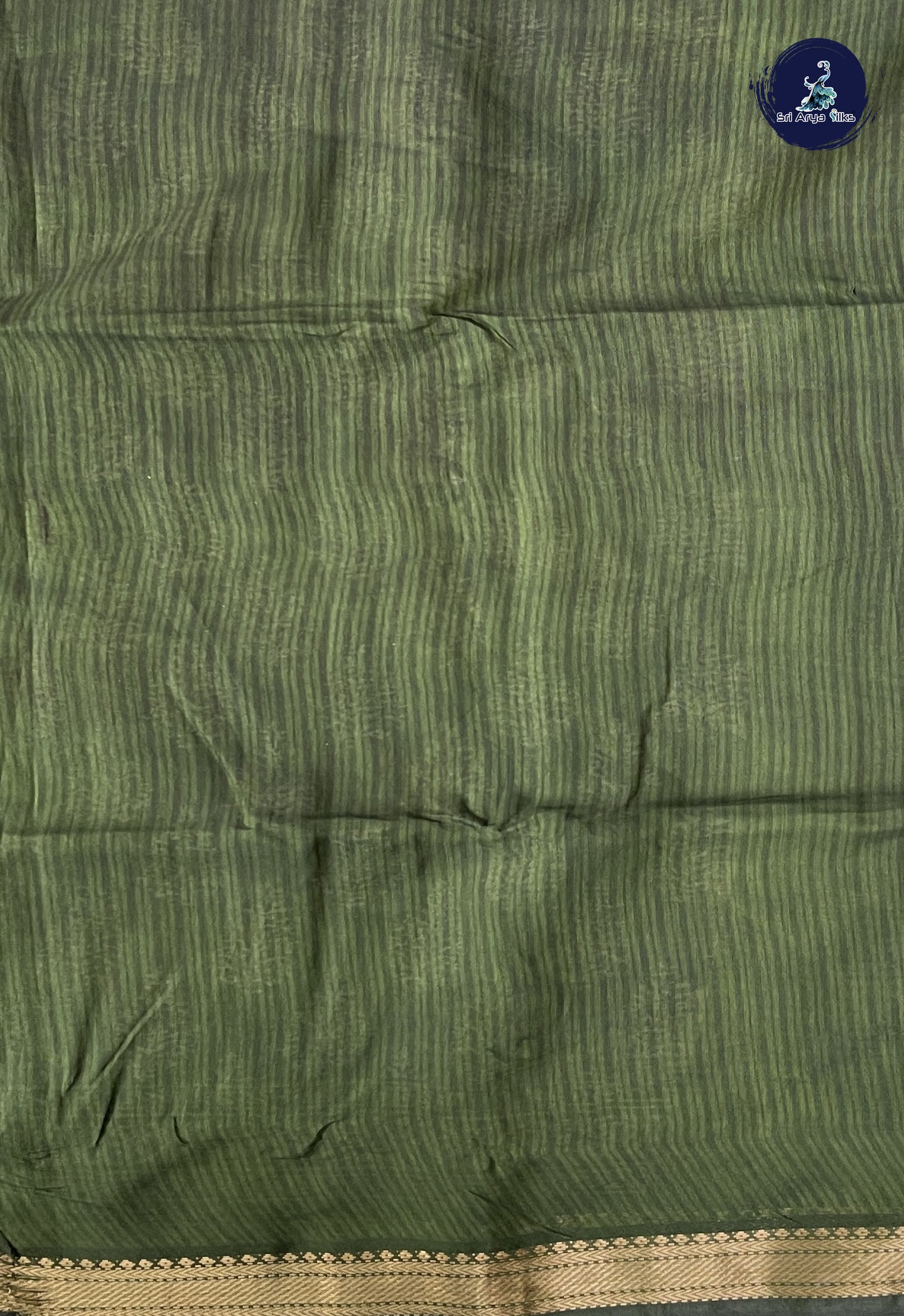 Navy Blue Semi Chanderi Saree With Printed Pattern