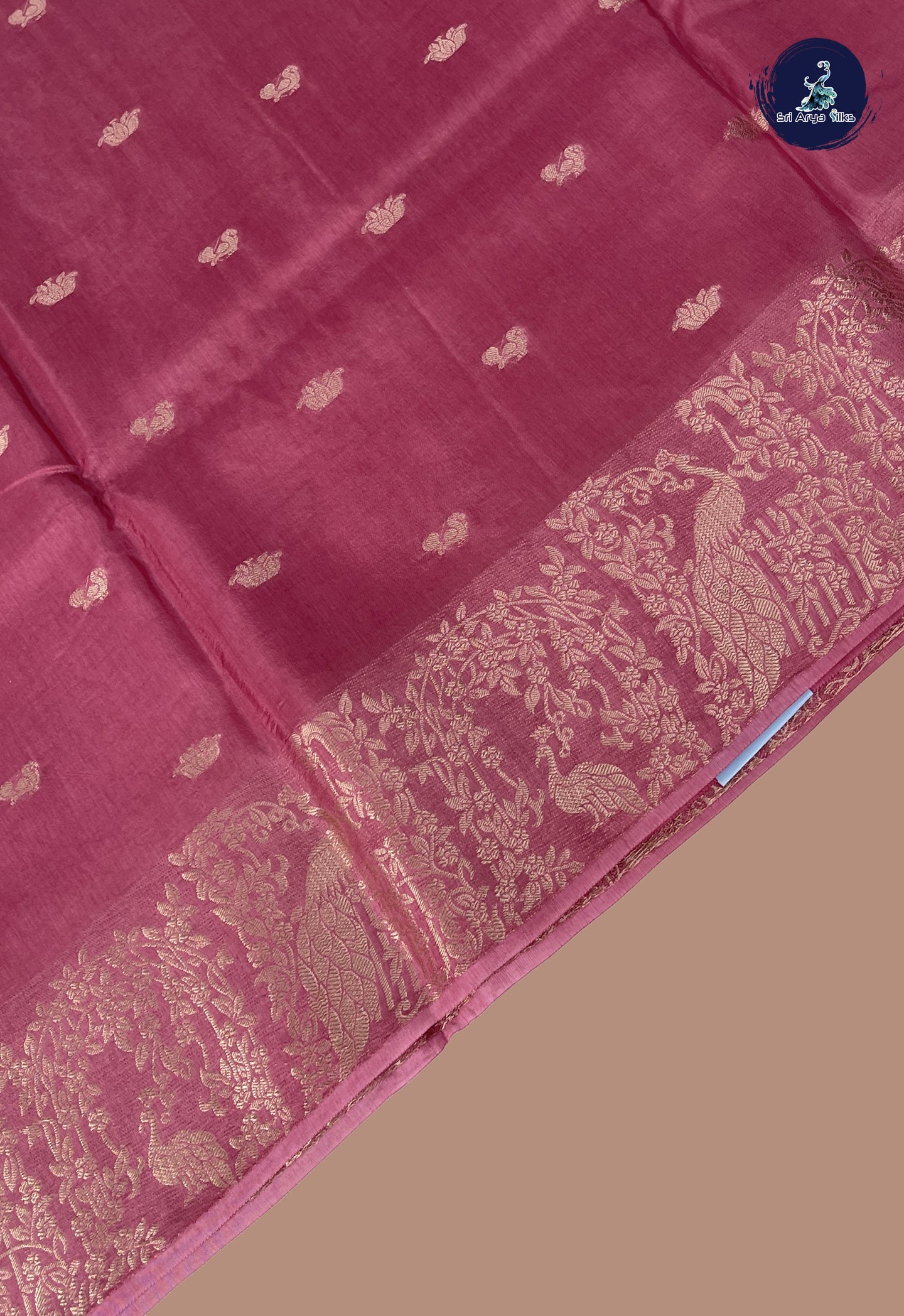 Pink Semi Banarasi Saree With Zari Buttas Pattern