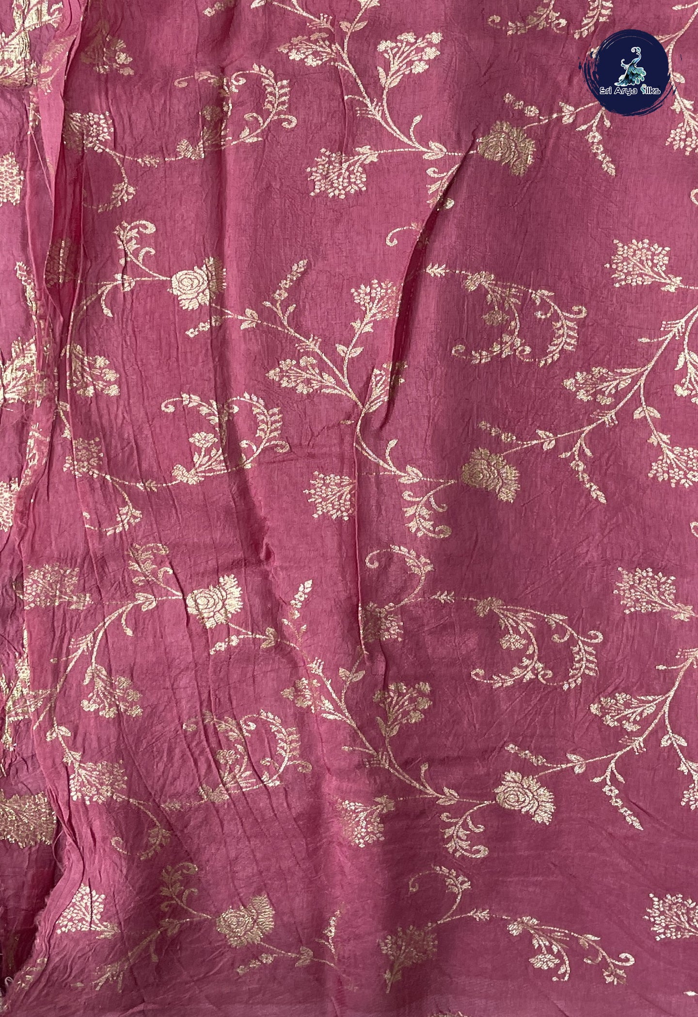 Purple Semi Banarasi Saree With Zari Buttas Pattern