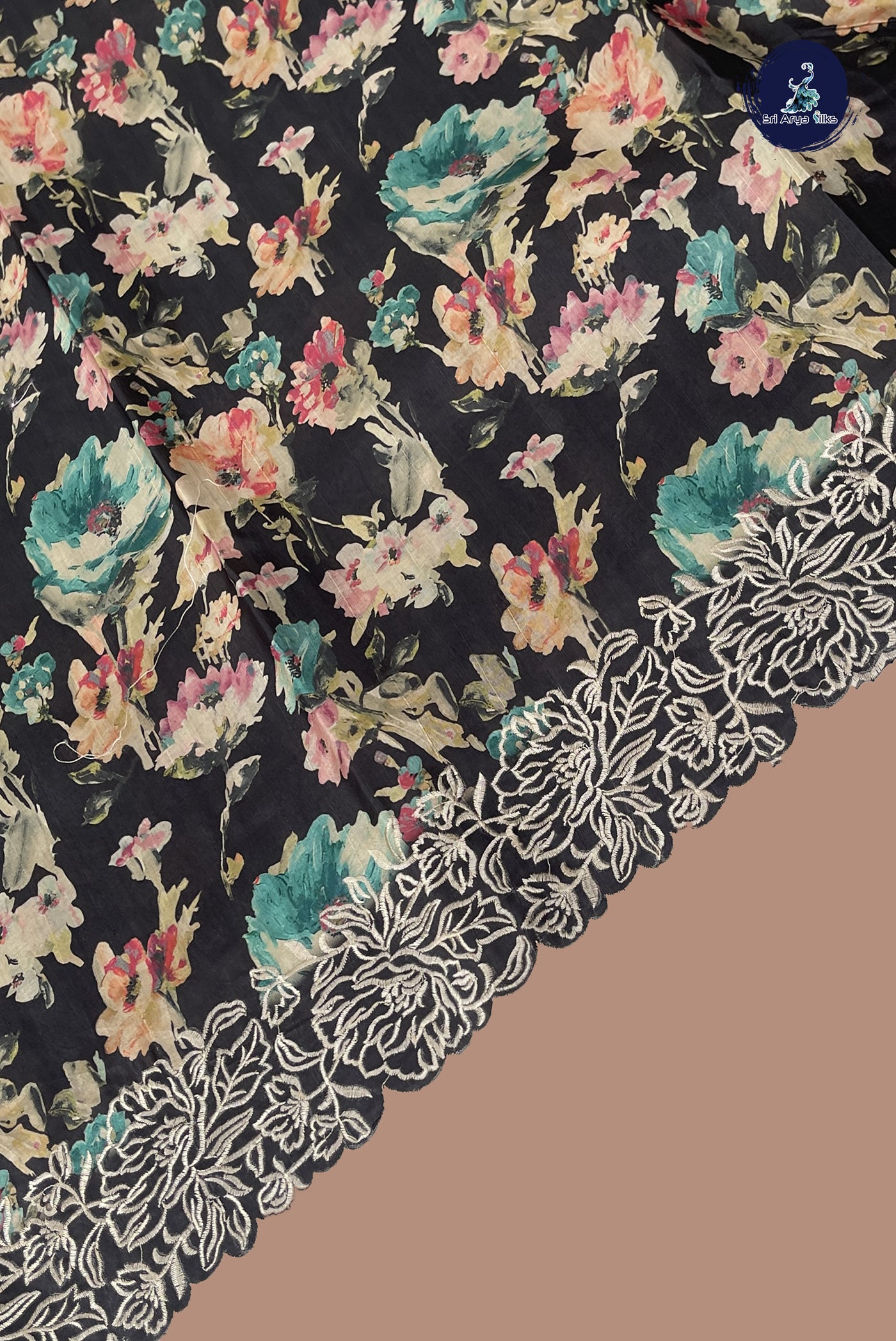 Dark Green Semi Tussar Saree With Printed Pattern