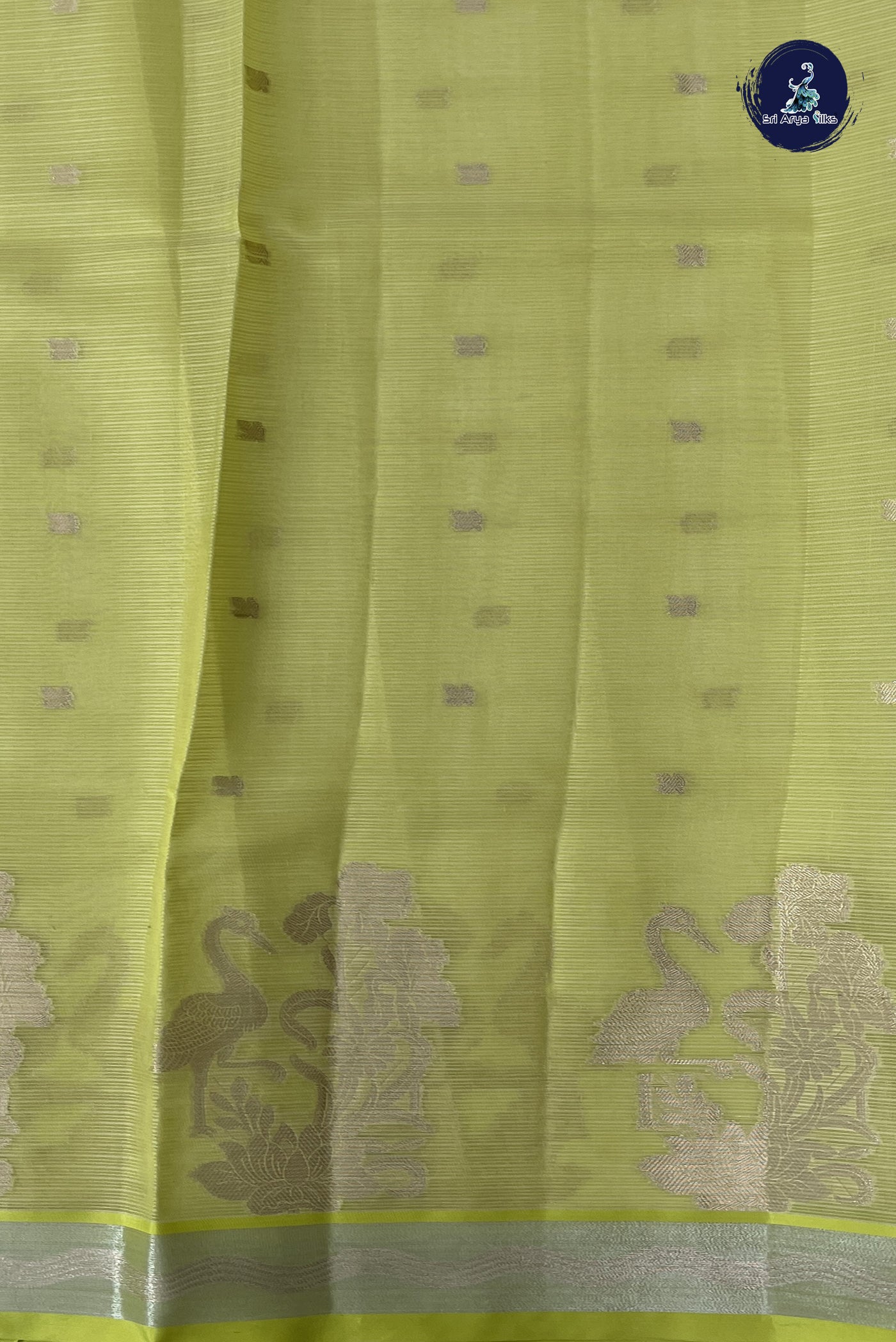 Fawn Semi Banarasi Saree With Zari Buttas Pattern