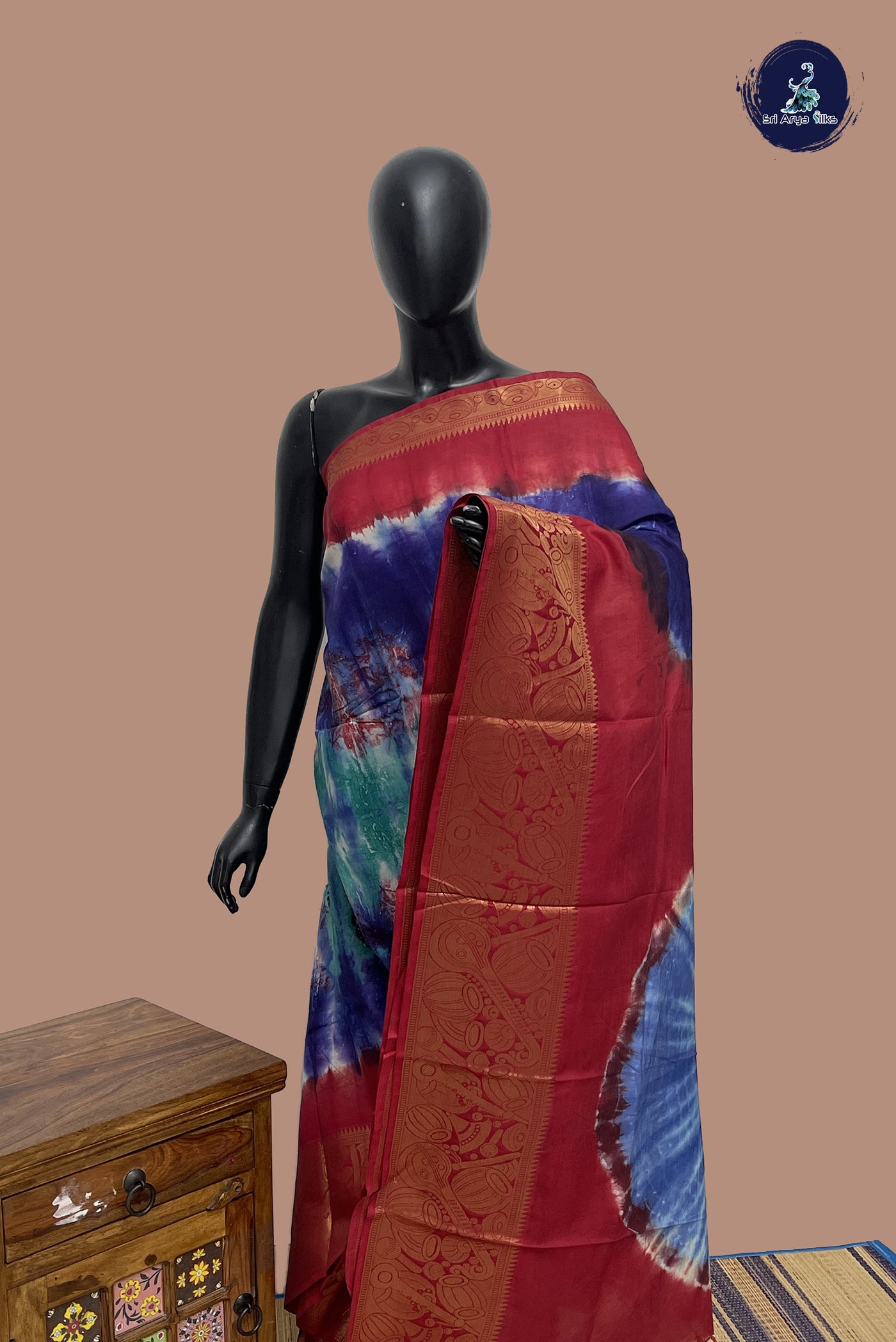 Multi Colour Semi Grape Silk Saree With Shibori Print Pattern