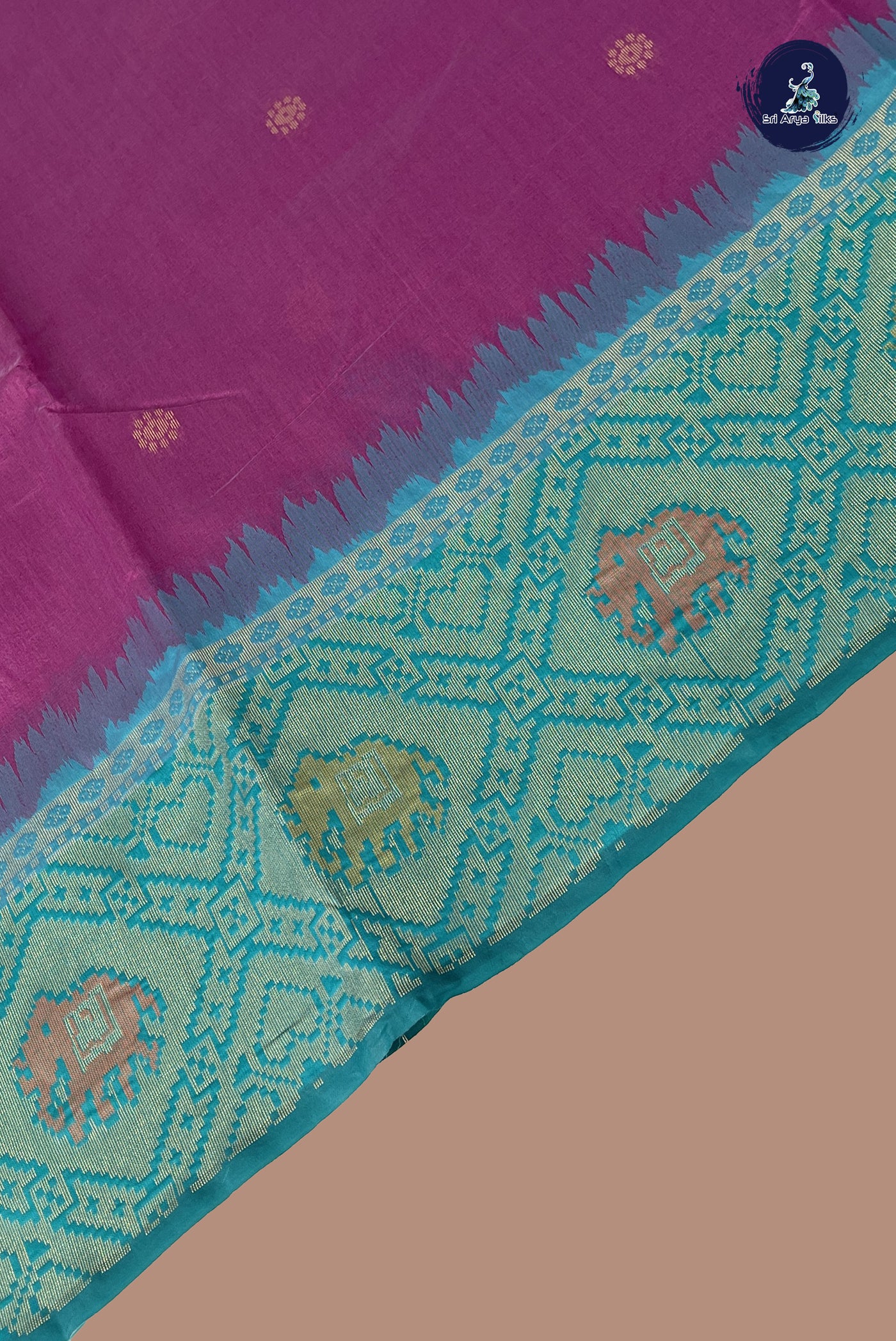 Jamun Semi Raw Silk Saree With Zari Buttas Pattern