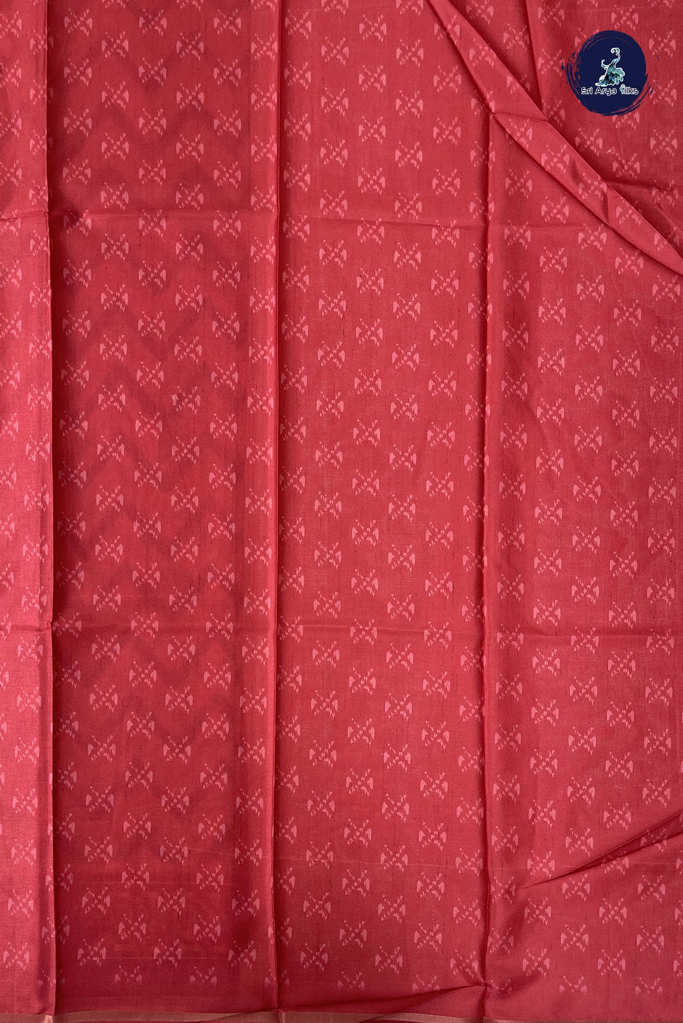 Biscuit Shade Semi Grape Silk Saree With Ikat Pattern