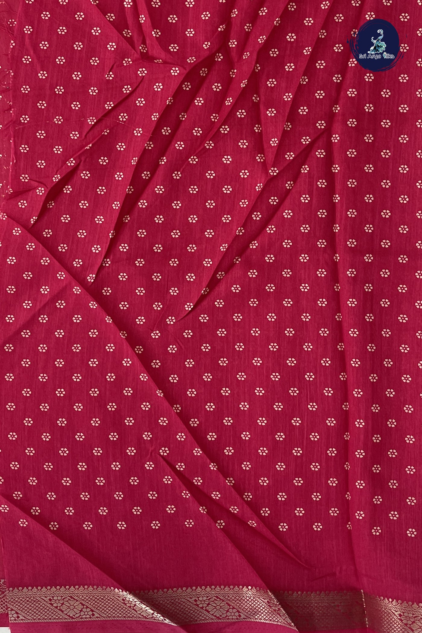 Dark Pink Semi Grape Silk Saree With Printed Pattern