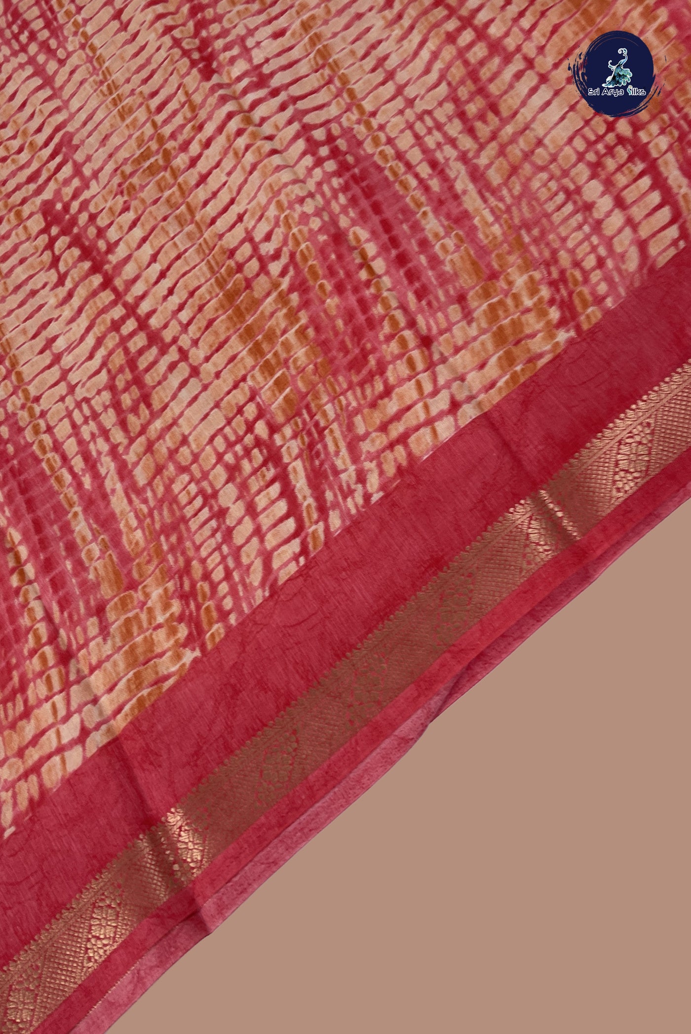 Pinkish Peach Semi Grape Silk Saree With Printed Pattern