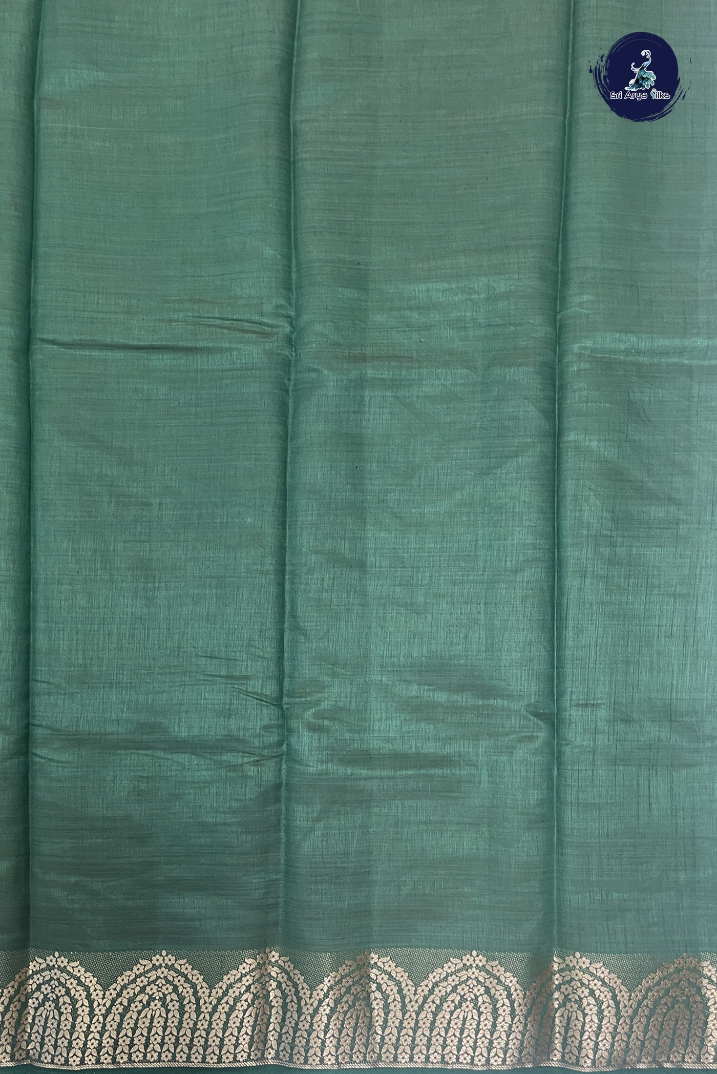 Dark Green Semi Tussar Saree With Plain Pattern