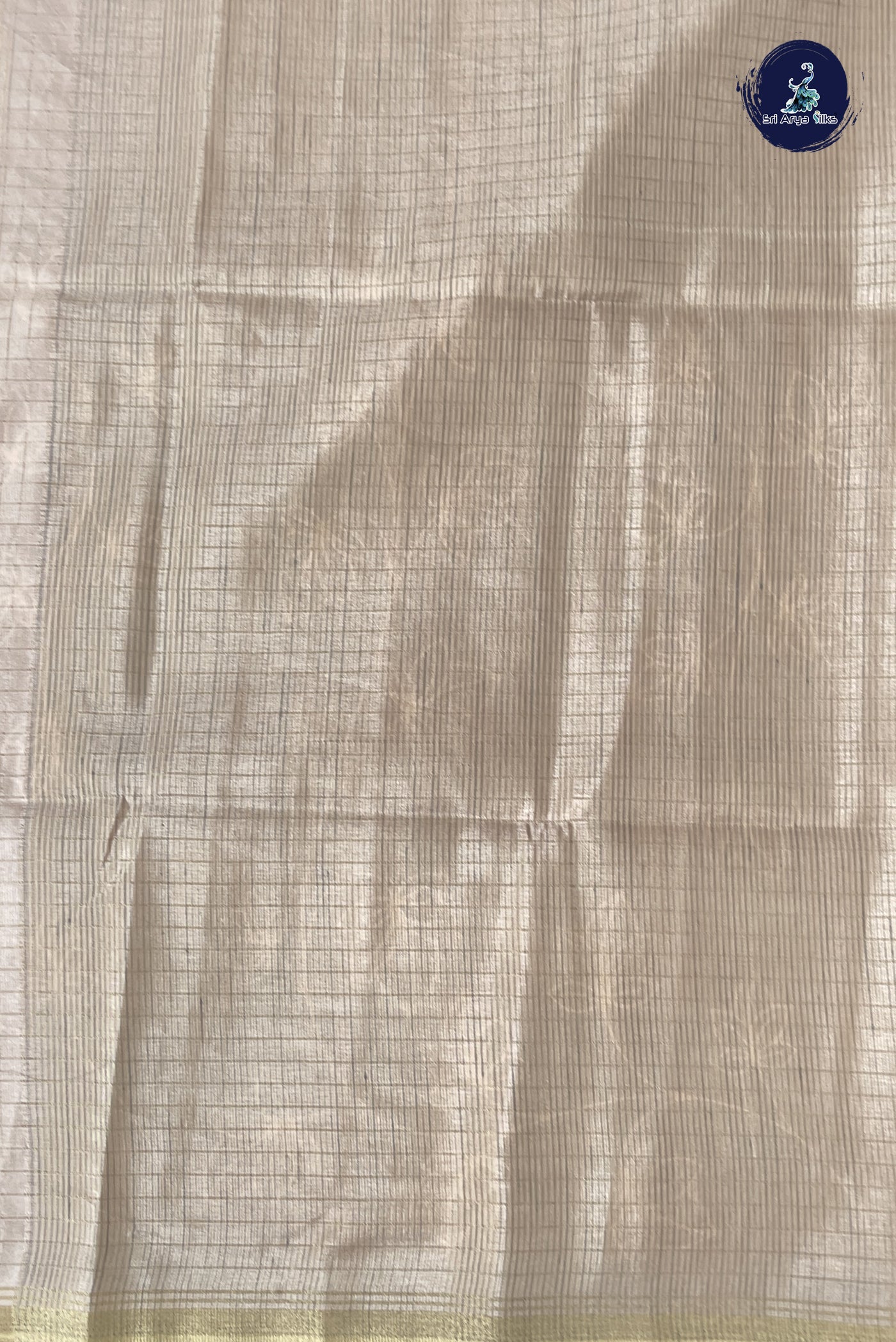 Blue Semi Tussar Saree With Checked Pattern