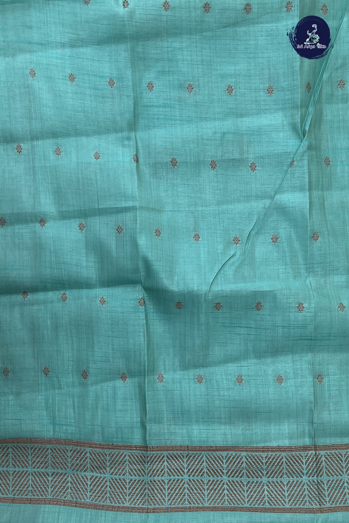 Blue Semi Tussar Saree With Buttas Pattern