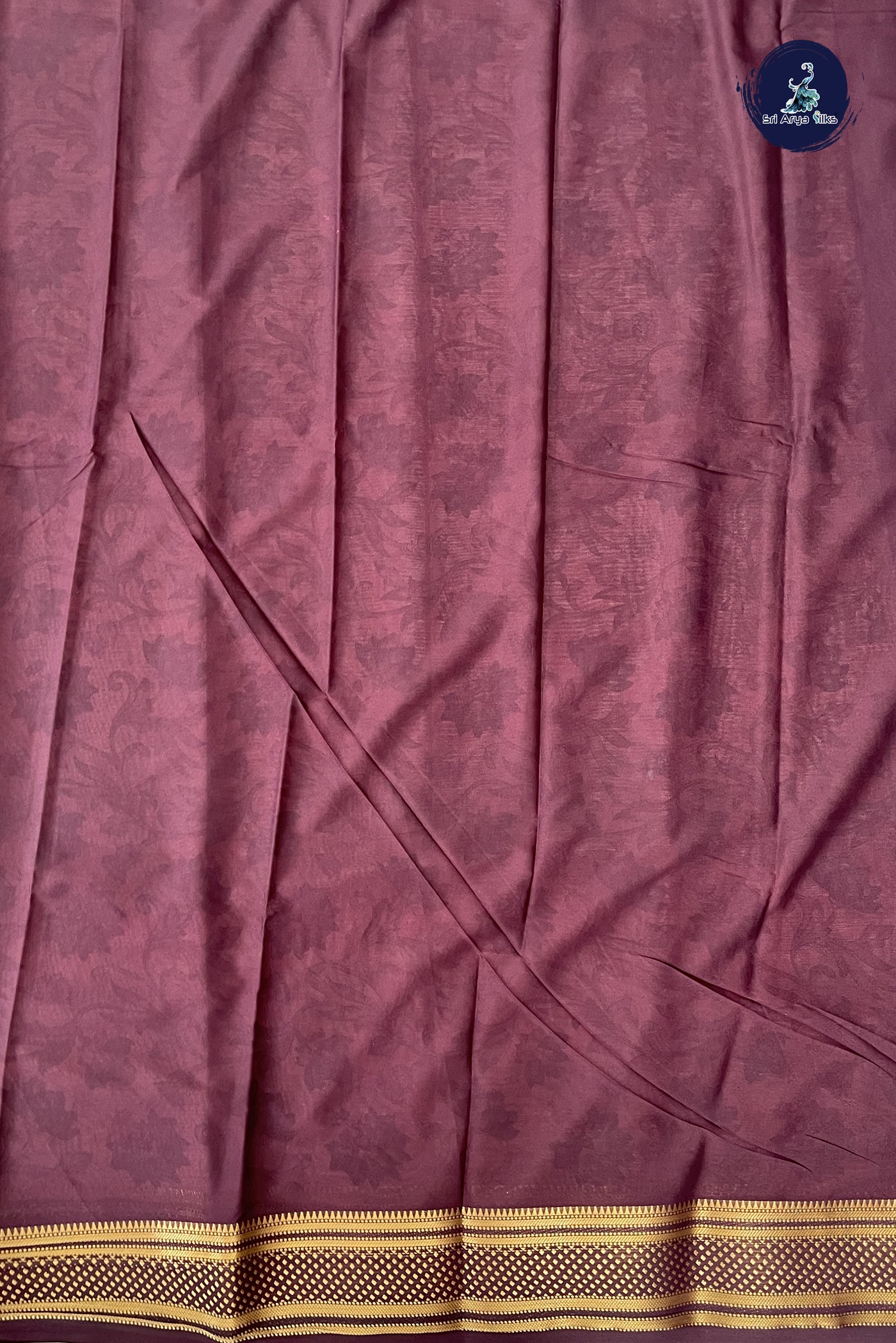 Peach Semi Grape Silk Saree With Floral Print Pattern
