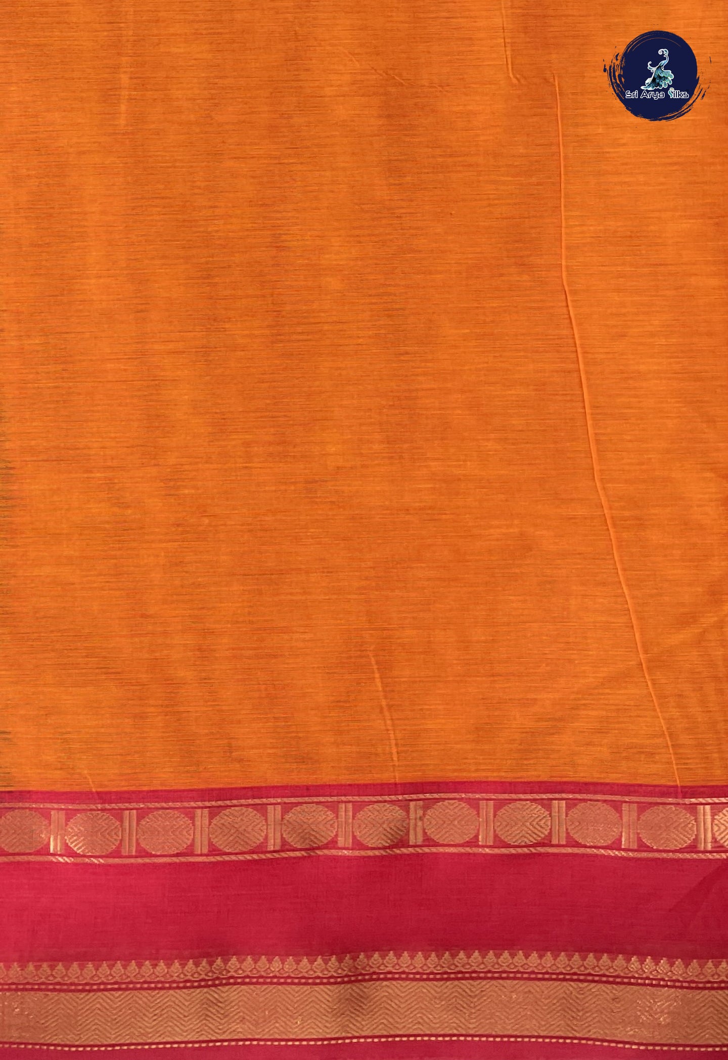 Orange Kanchi Cotton Saree With Vanasingaram Pattern