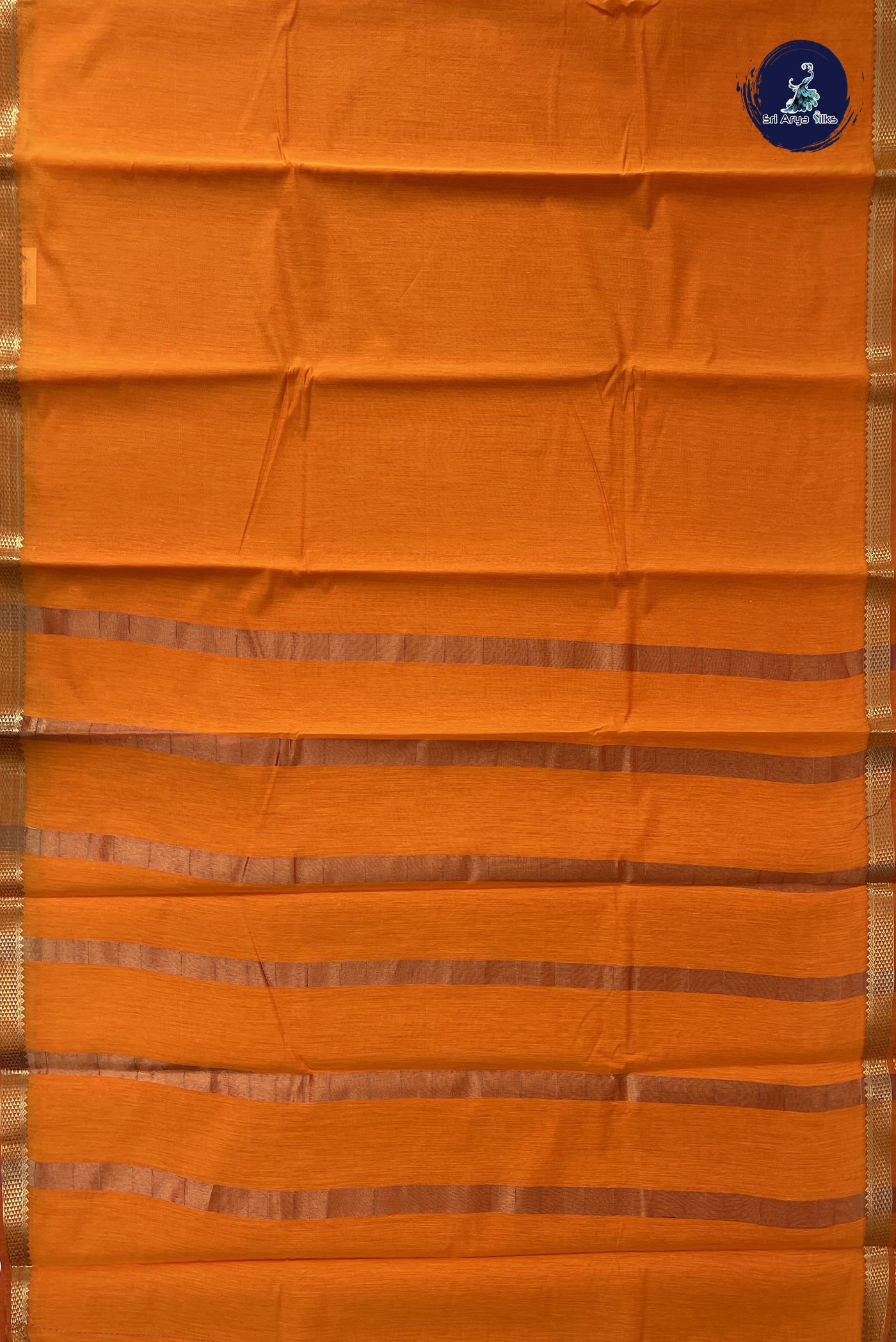 Mango Yellow Budget Semi Silk Cotton Saree With Plain Pattern