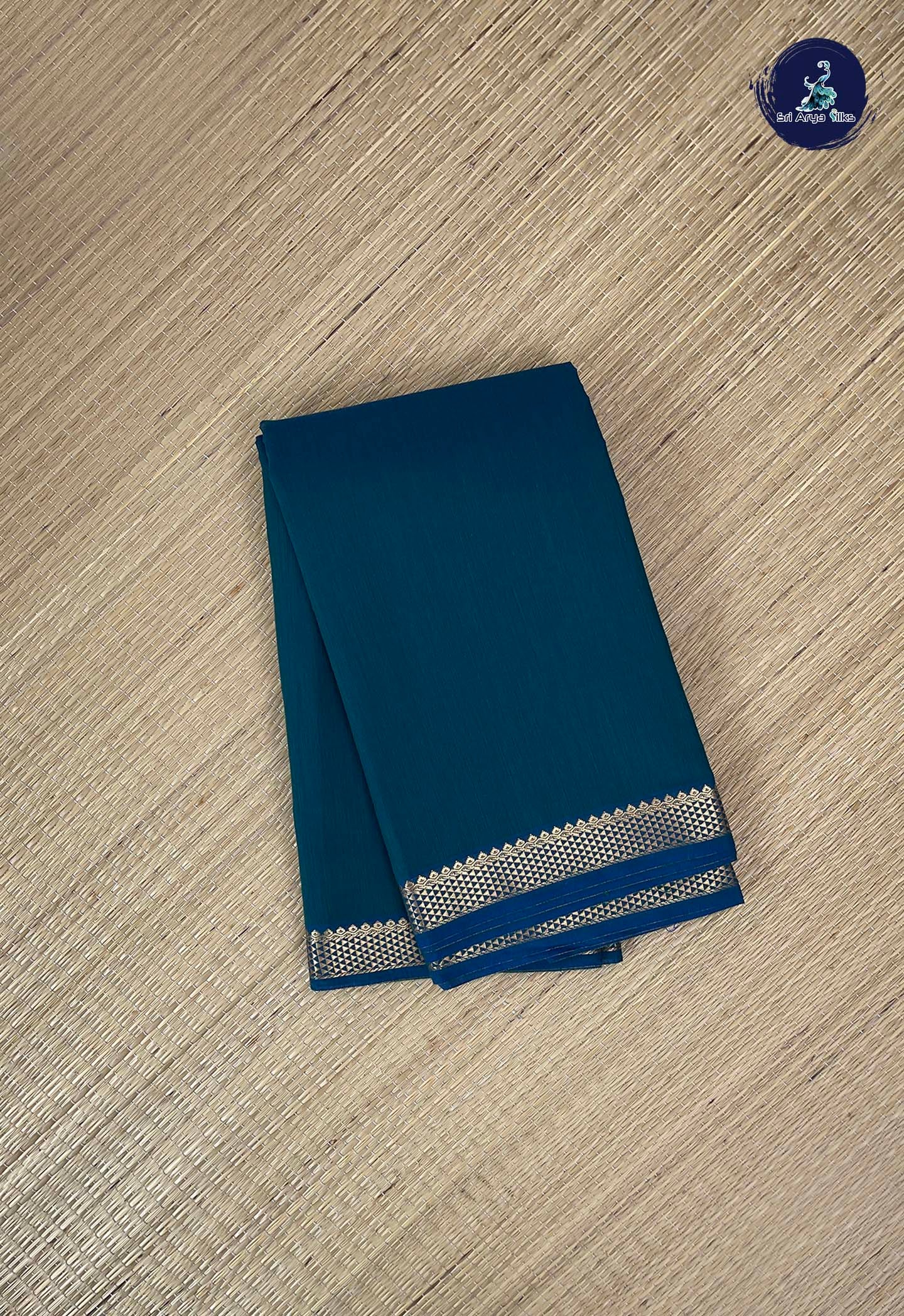 Sapphire Green Budget Semi Silk Cotton Saree With Plain Pattern