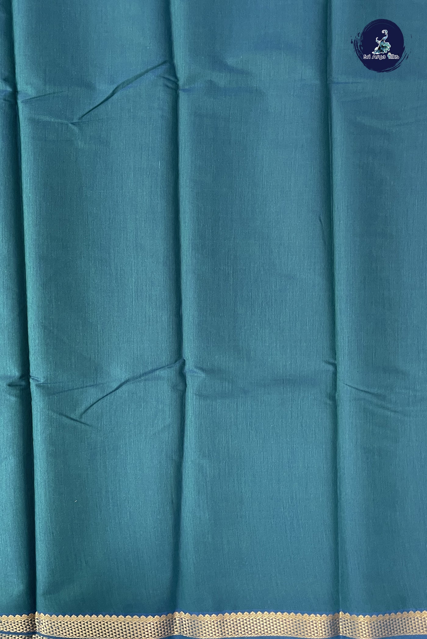 Sapphire Green Budget Semi Silk Cotton Saree With Plain Pattern