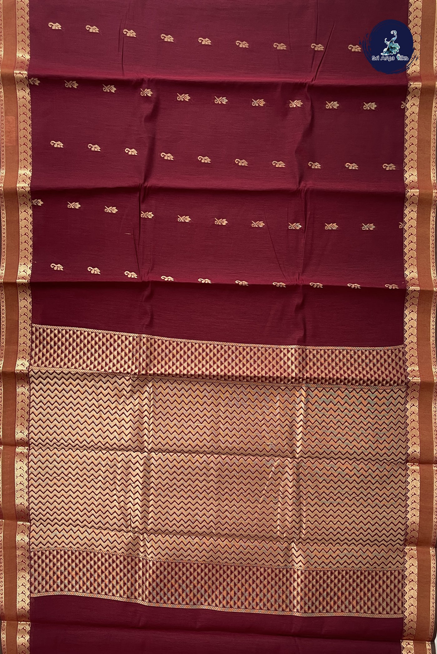 Arakku Budget Semi Silk Cotton Saree With Zari Buttas Pattern
