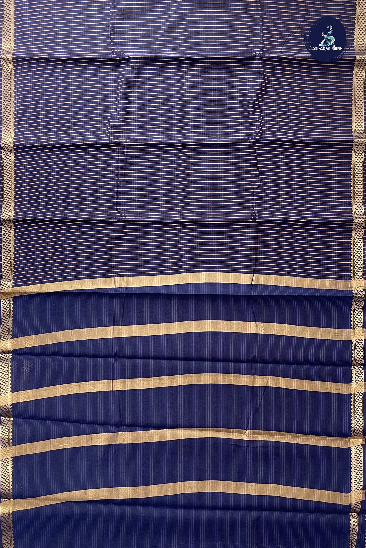 Navy Blue Budget Semi Silk Cotton Saree With Checked Pattern