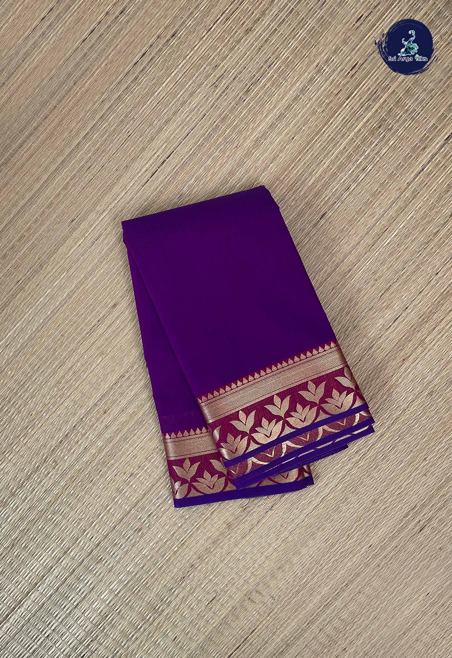 Dual Tone Violet Budget Semi Silk Cotton Saree With Plain Pattern