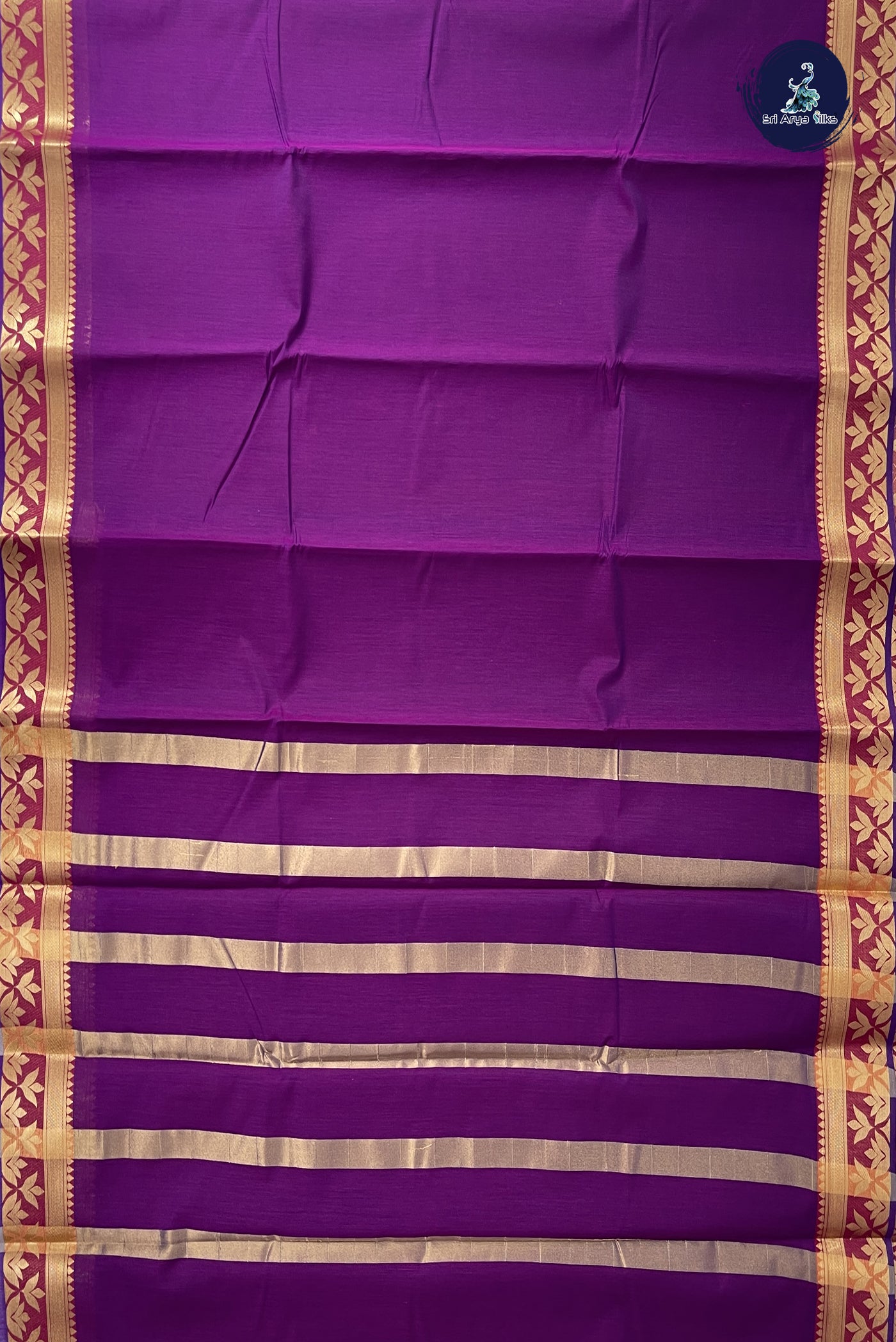 Dual Tone Violet Budget Semi Silk Cotton Saree With Plain Pattern