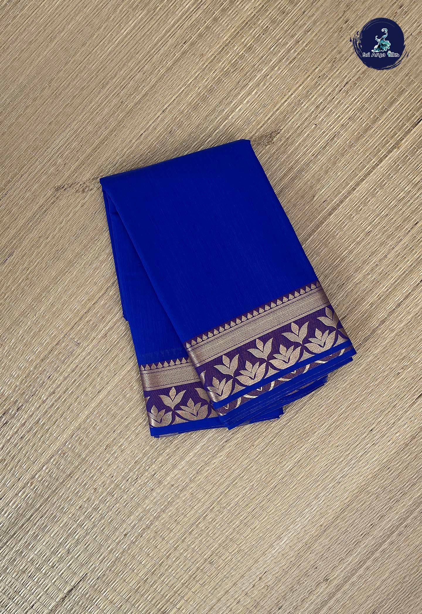 MS Blue Budget Semi Silk Cotton Saree With Plain Pattern