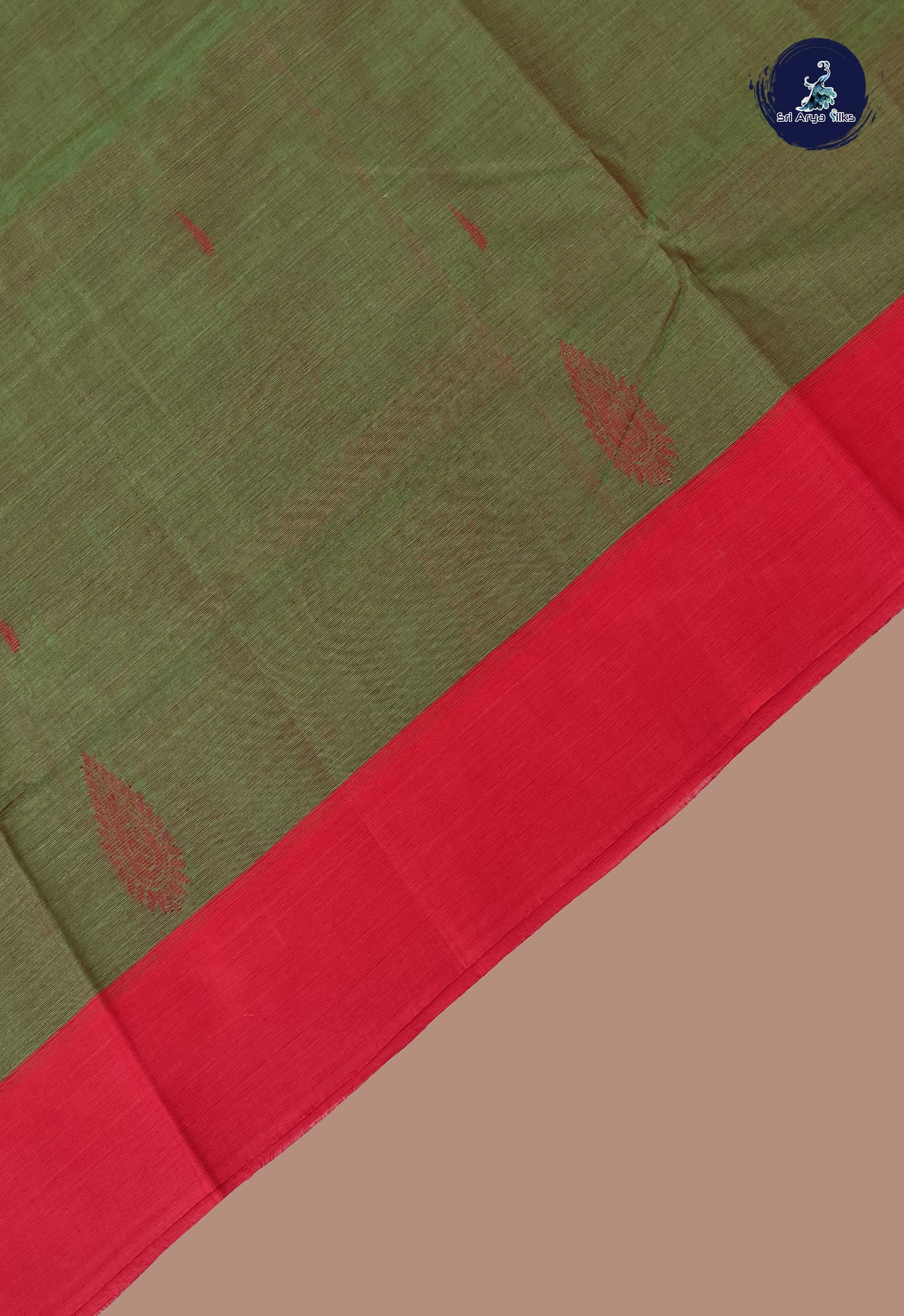 Dual Tone Green Kanchi Cotton Saree With Buttas Pattern