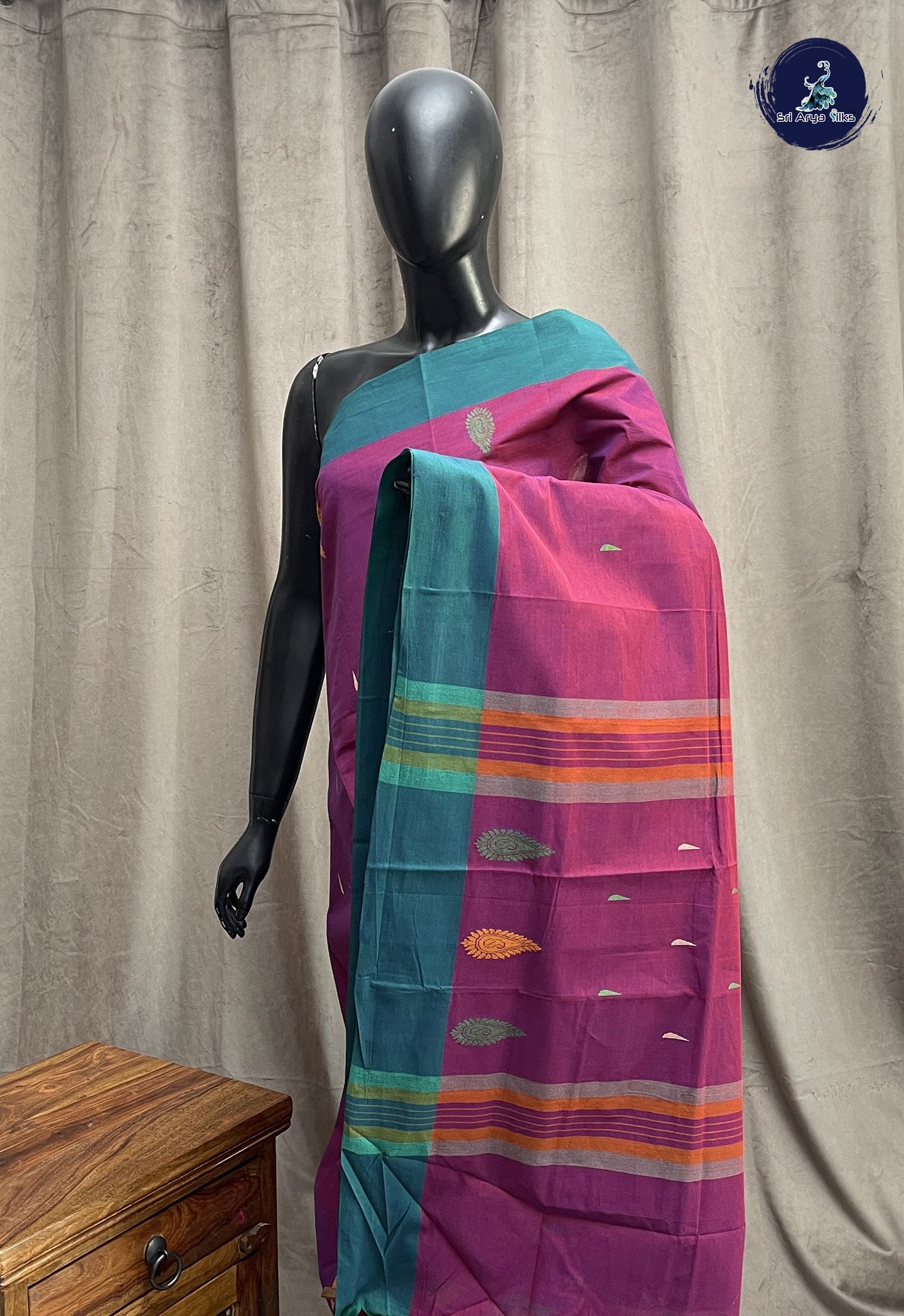 BeetRoot Shade Kanchi Cotton Saree With Buttas Pattern