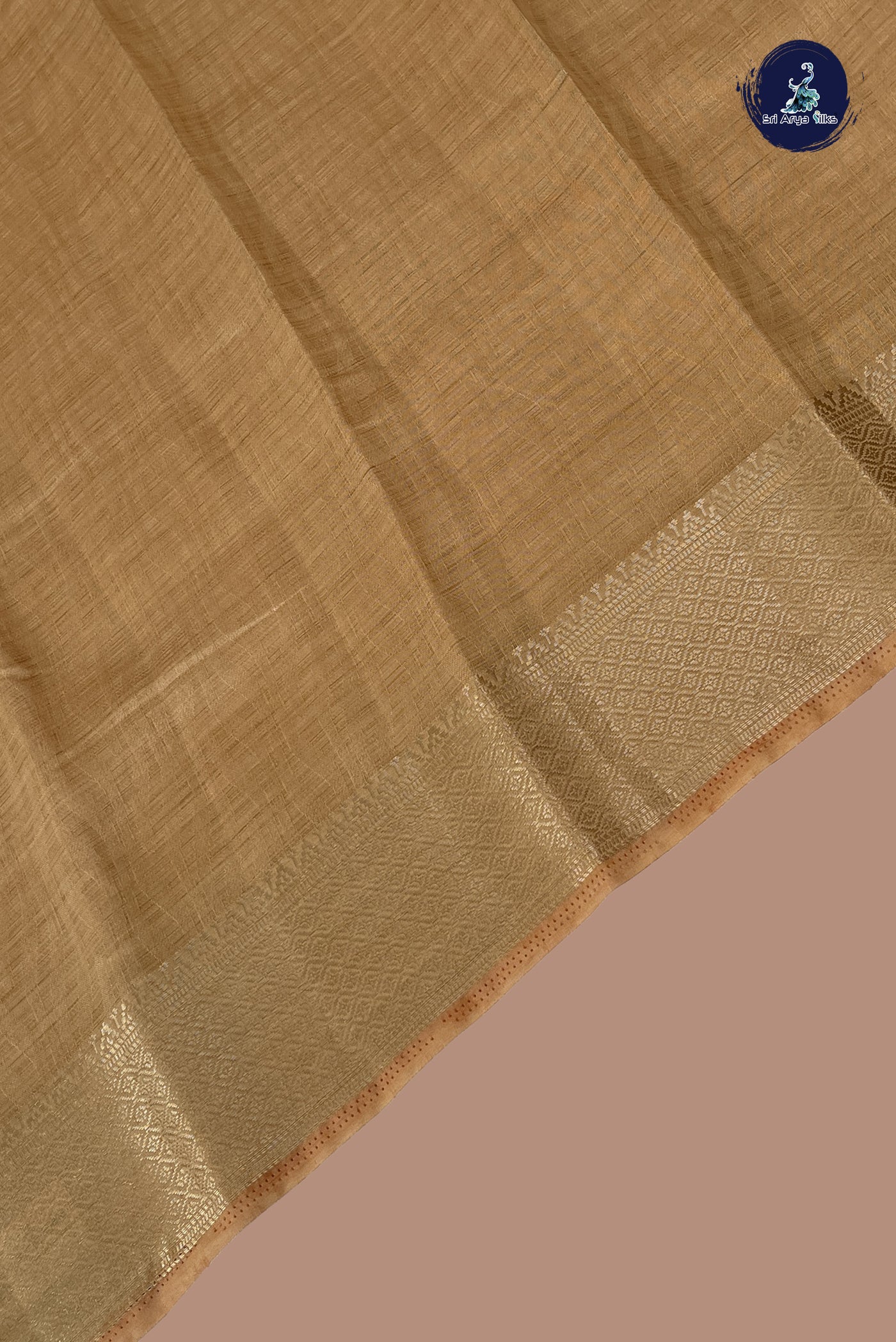 Beige Semi Tussar Saree With Embossed Pattern