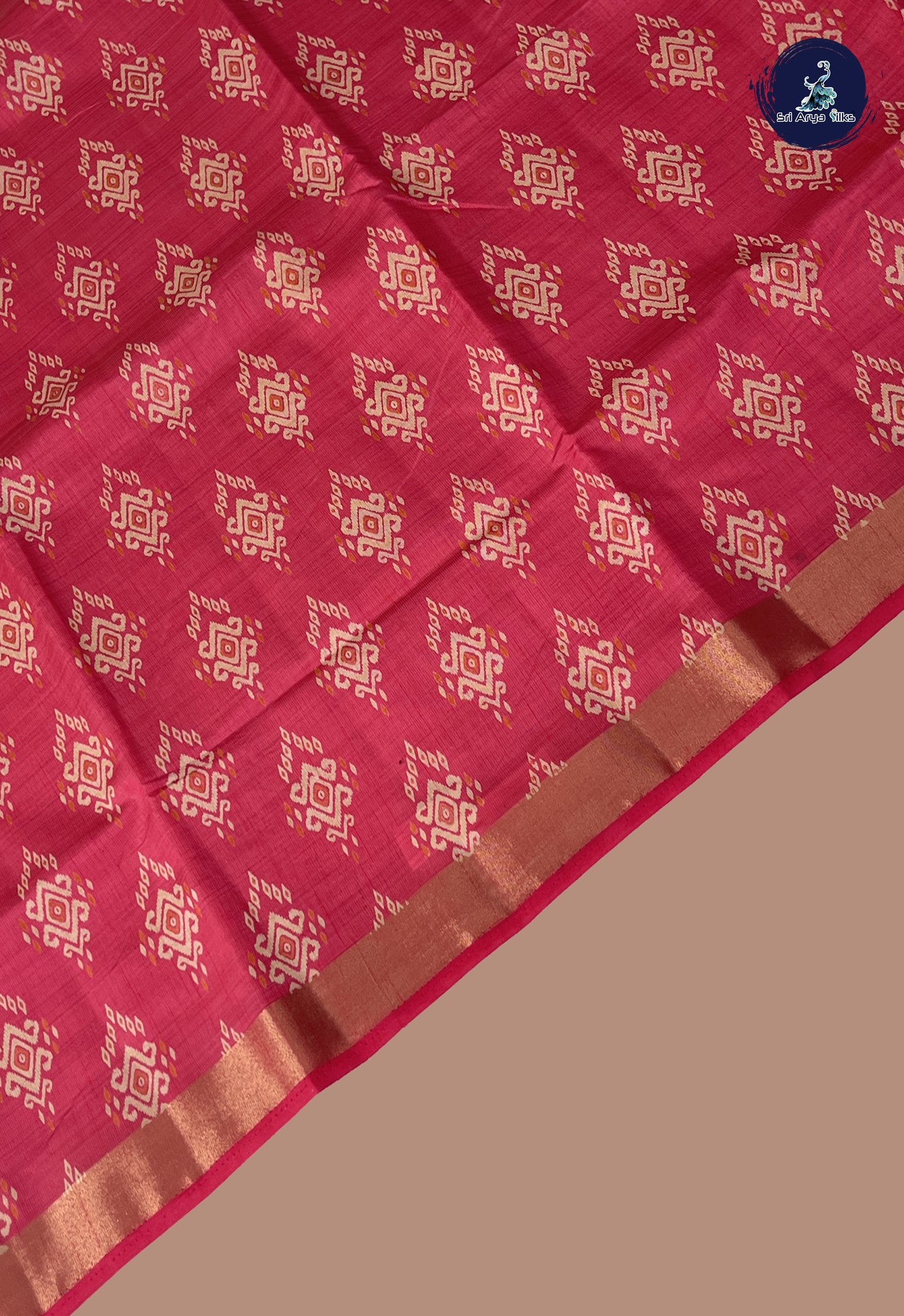 Pink Semi Tussar Saree With Patola Pattern