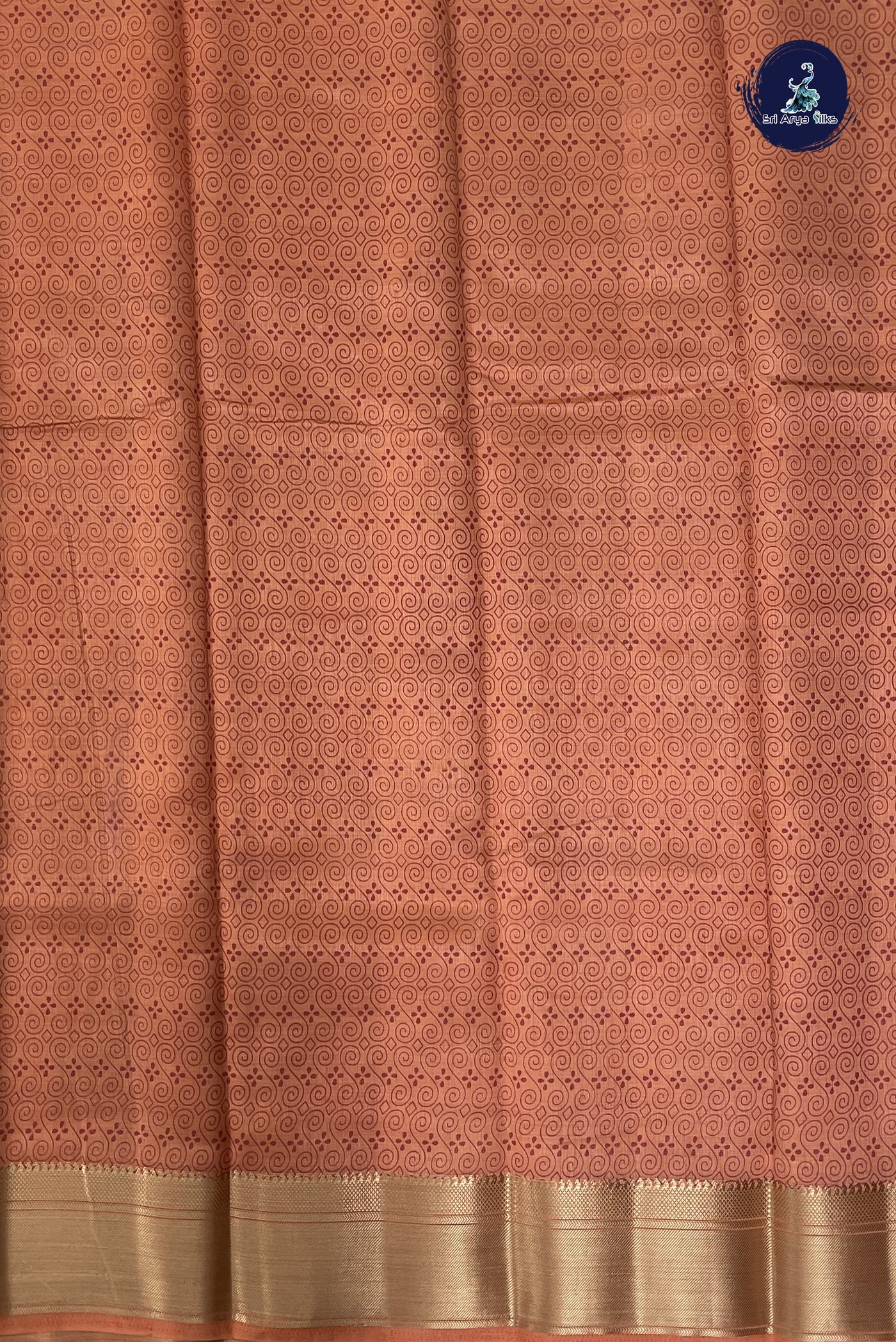 Peach Semi Tussar Saree With Printed Pattern