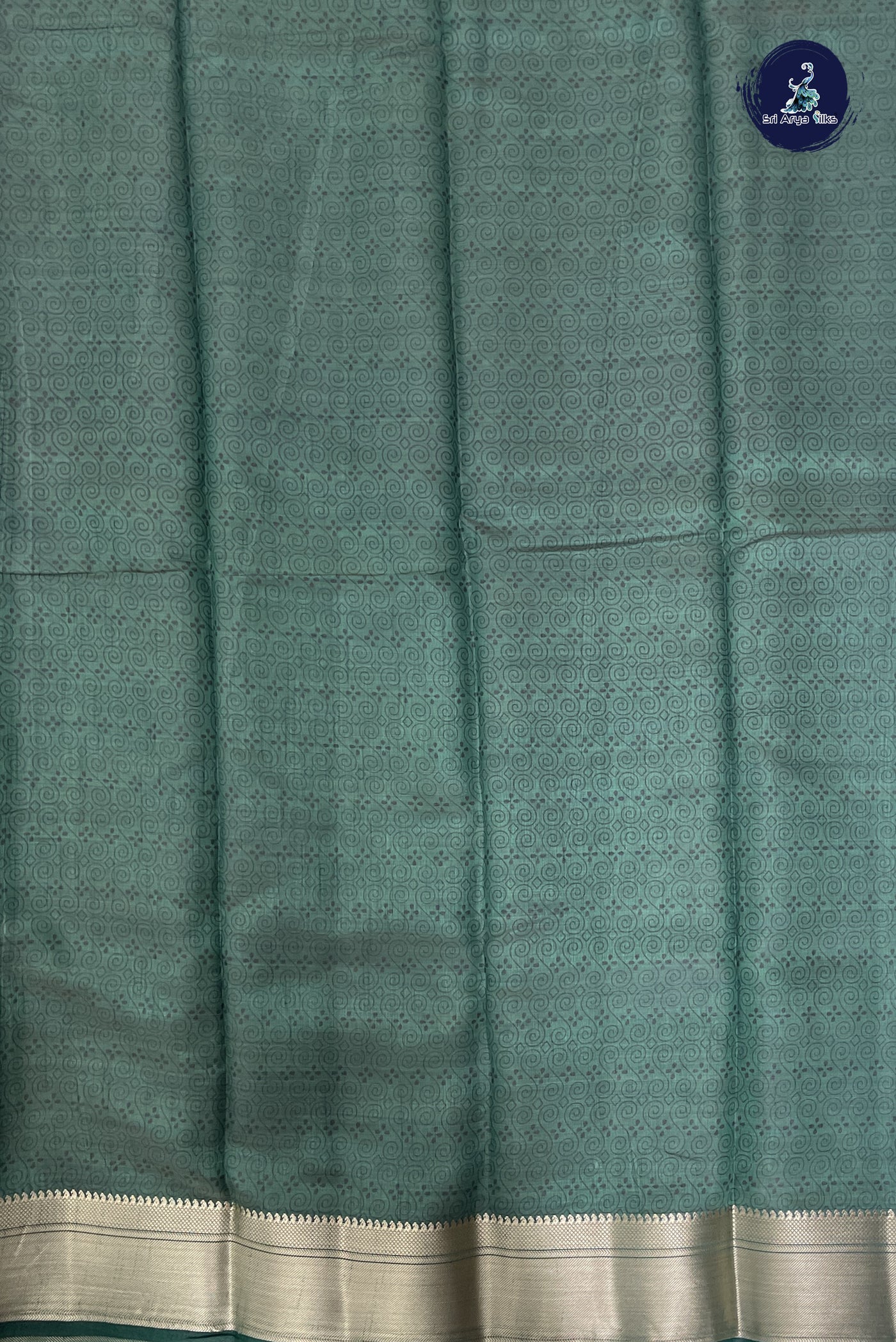 Dark Green Semi Tussar Saree With Printed Pattern