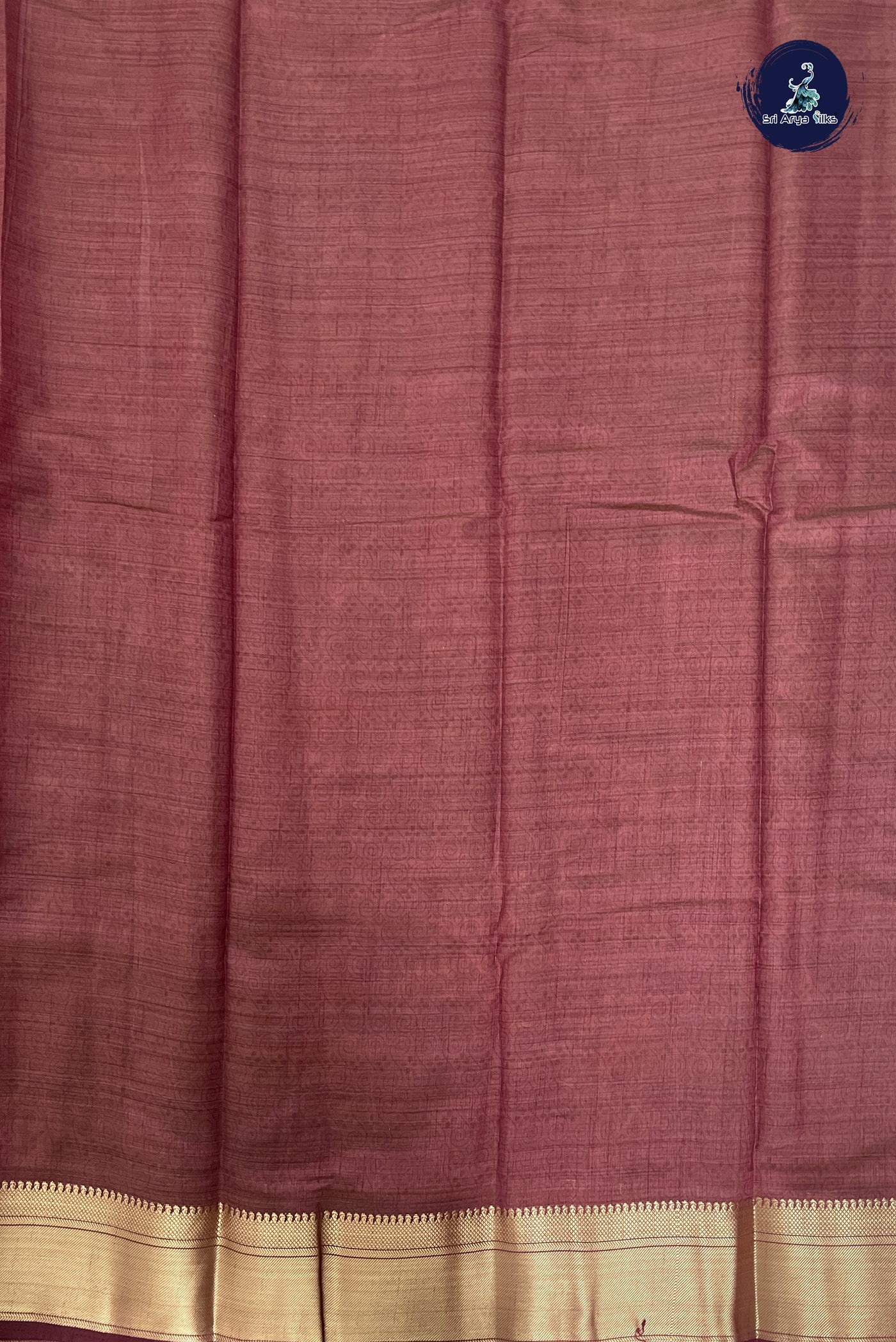 Burgundy Semi Tussar Saree With Printed Pattern