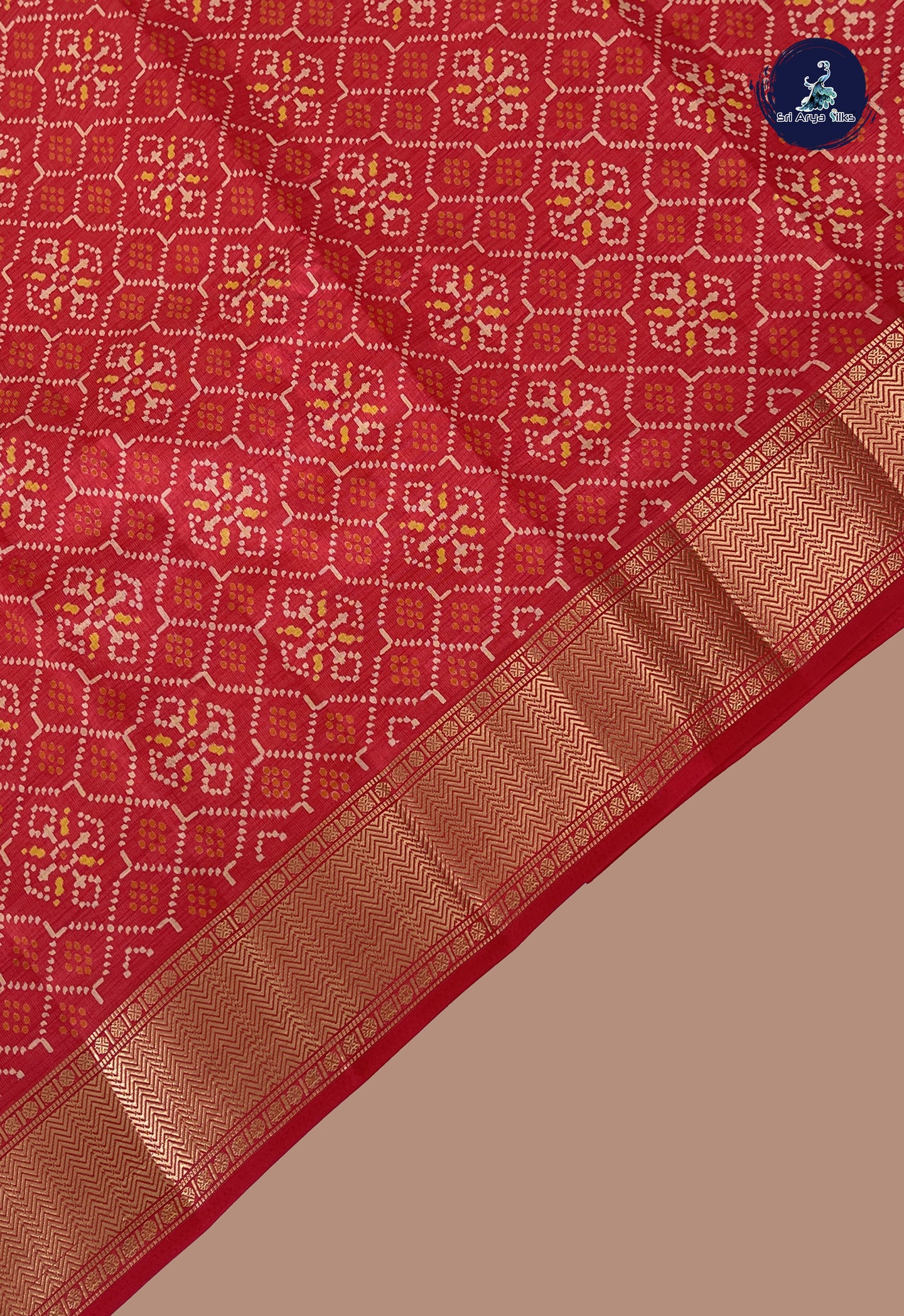 Red Semi Tussar Saree With Patola Pattern