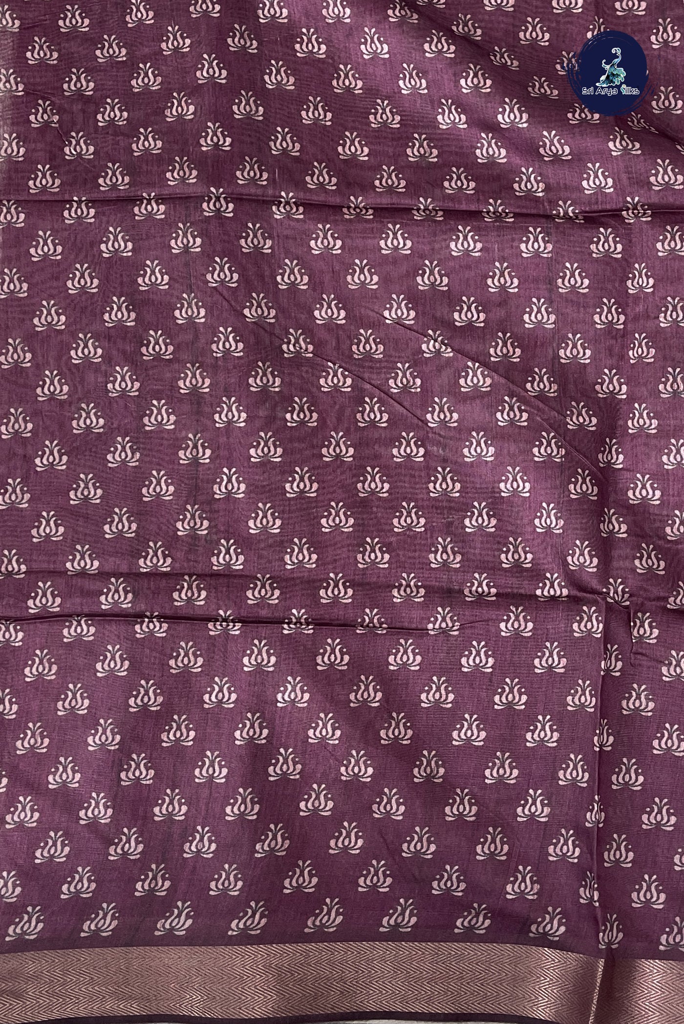 Beige Semi Chanderi Saree With Printed Pattern